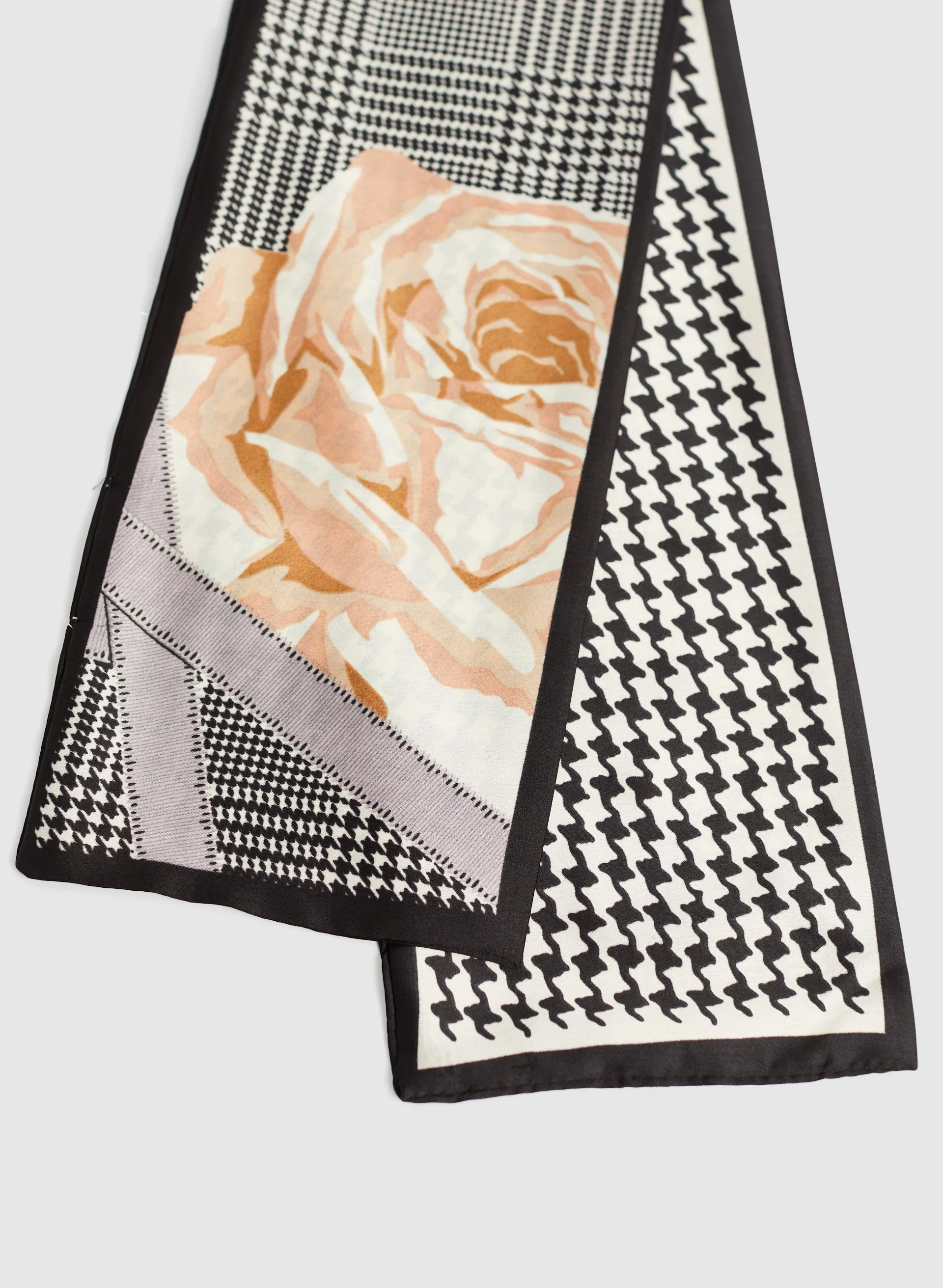 Houndstooth & Floral Print Scarf - Image 4