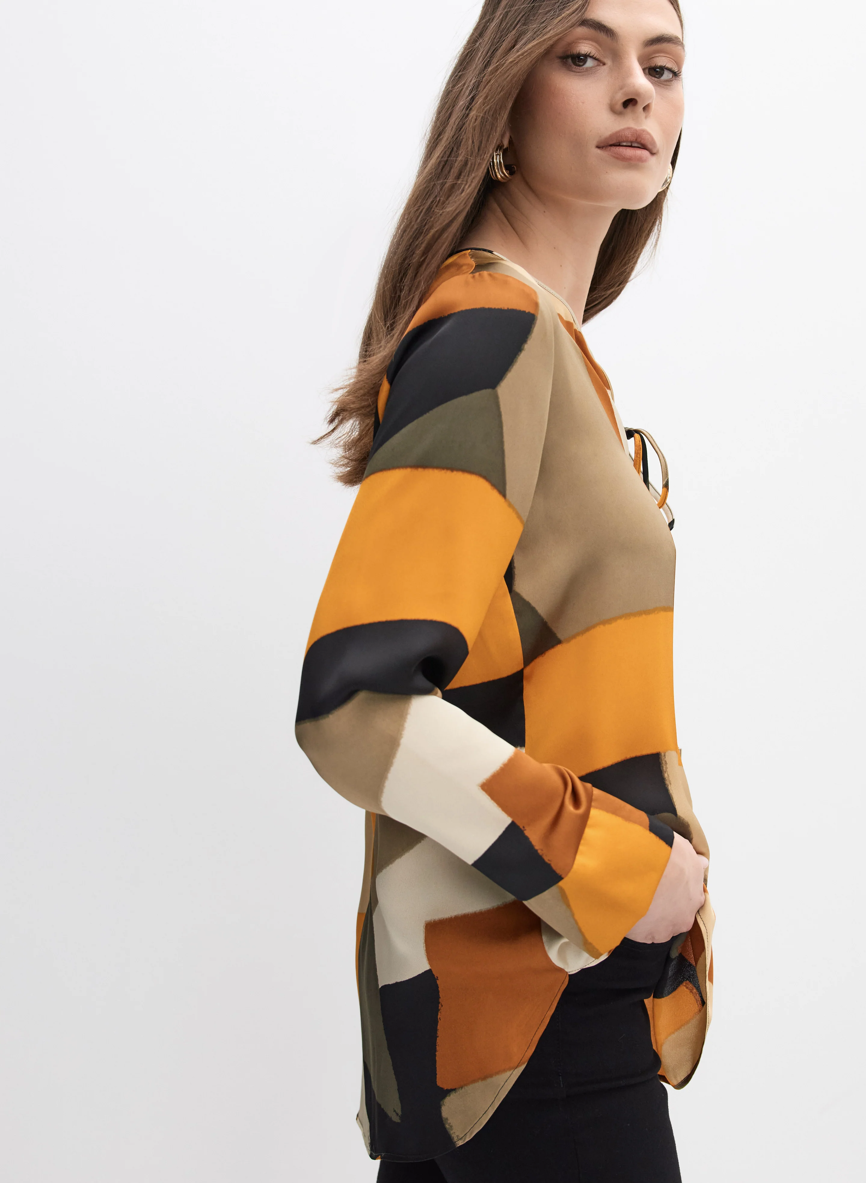Joseph Ribkoff - Abstract Long Sleeve Blouse - Image 5