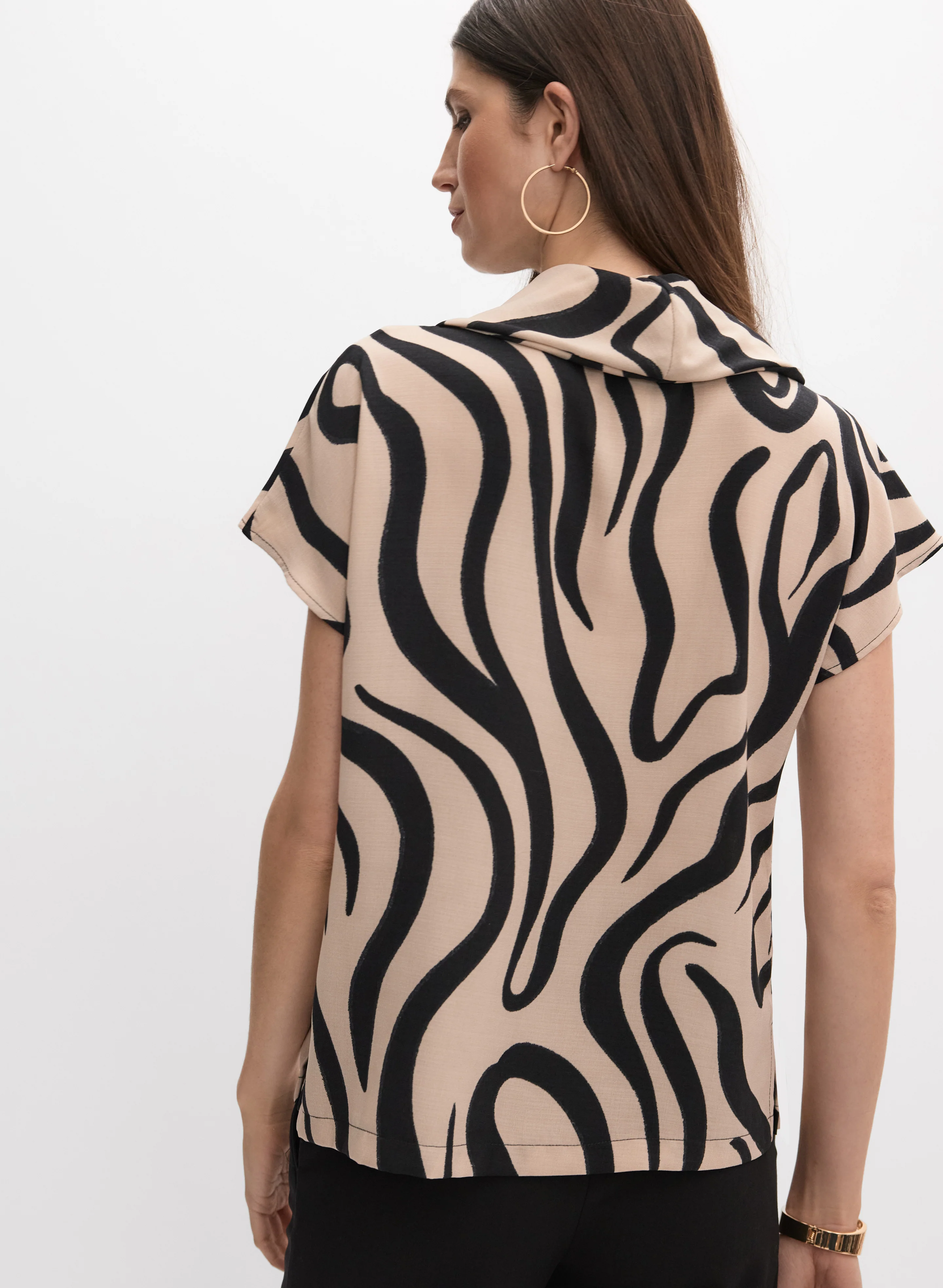 Joseph Ribkoff - Animal Cowl Neck Top - Image 4