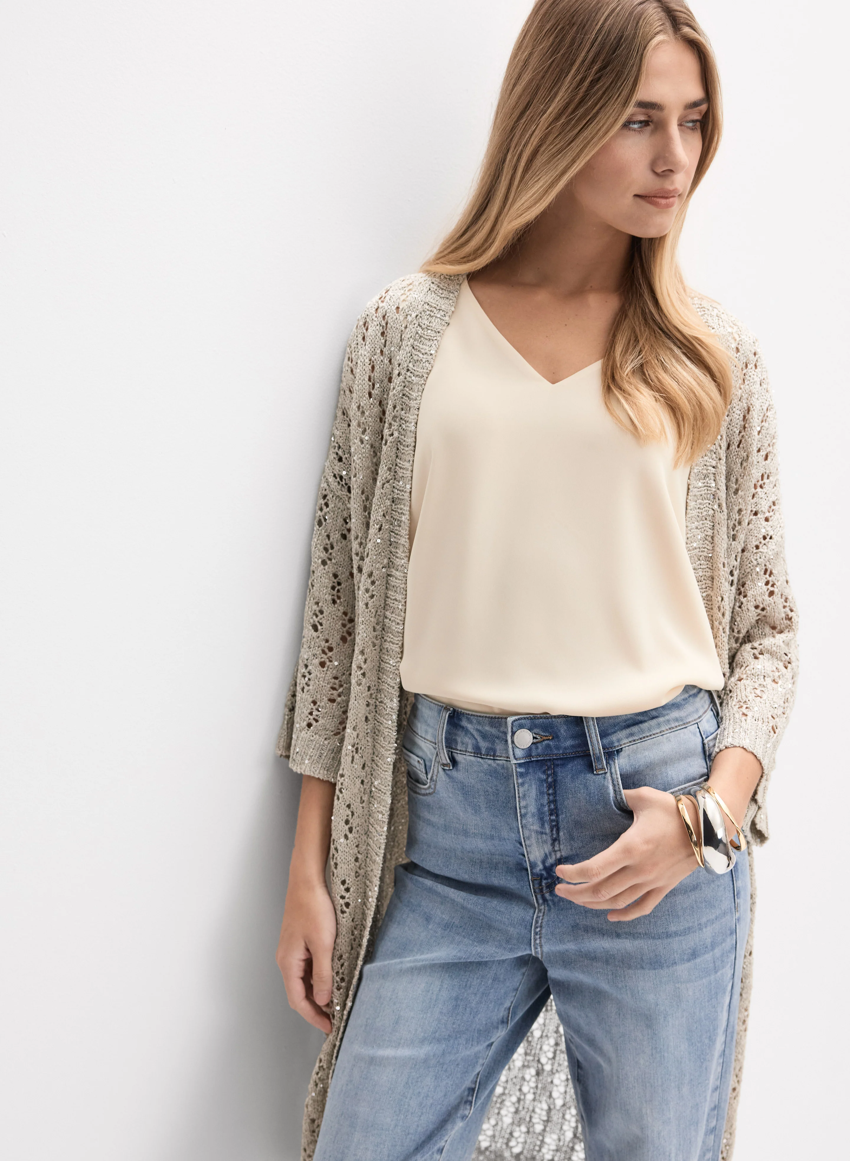 Joseph Ribkoff - Embellished Tricot Knit Cardigan - Image 5
