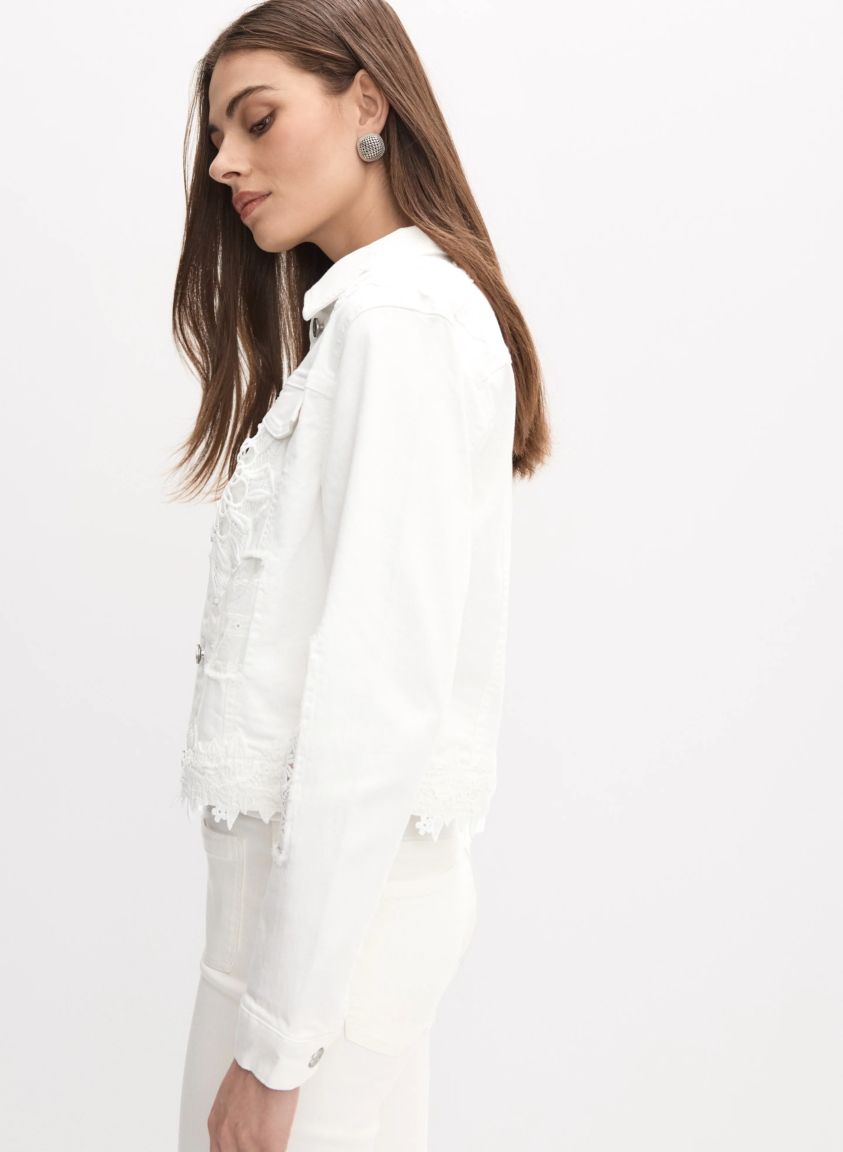 Joseph Ribkoff - Embroidered Detail Jean Jacket - Image 5