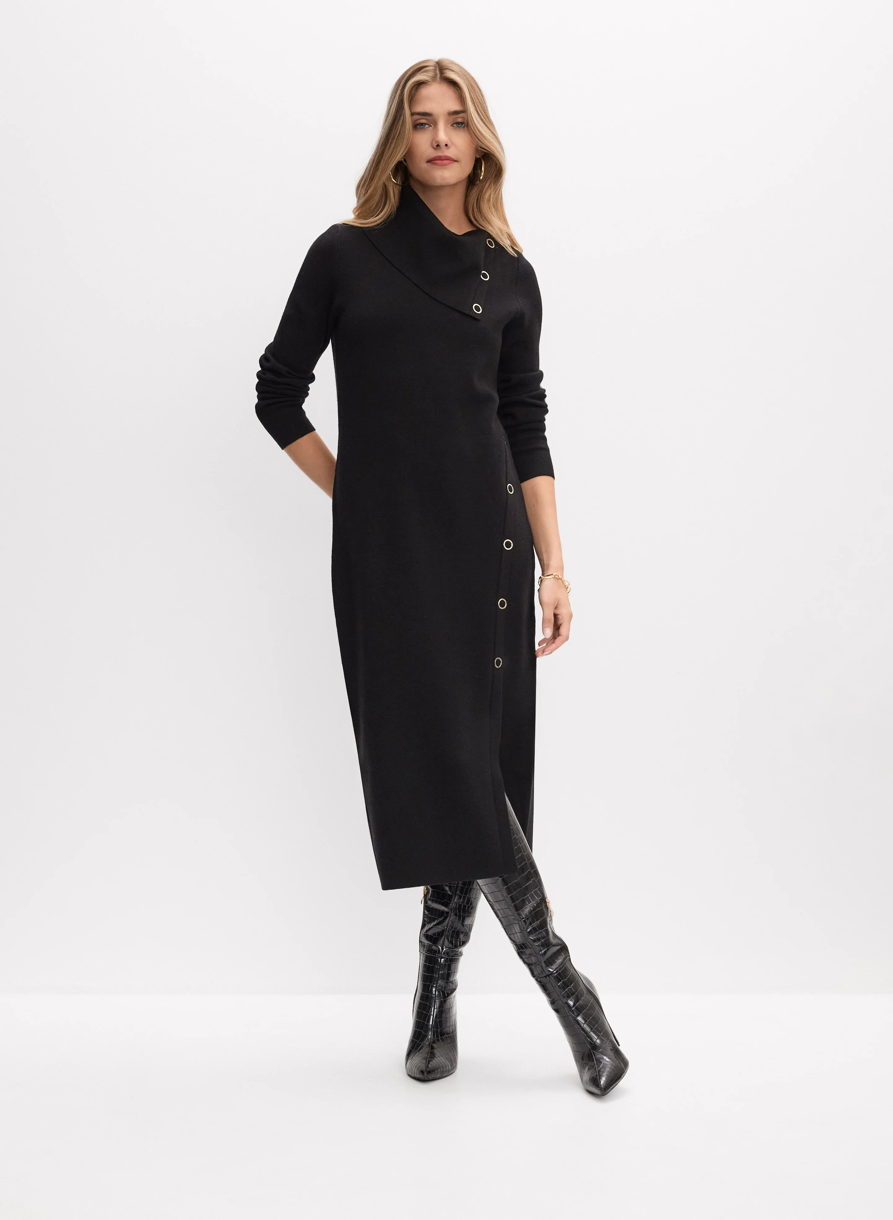 Joseph Ribkoff - Eyelet Detail Midi Dress