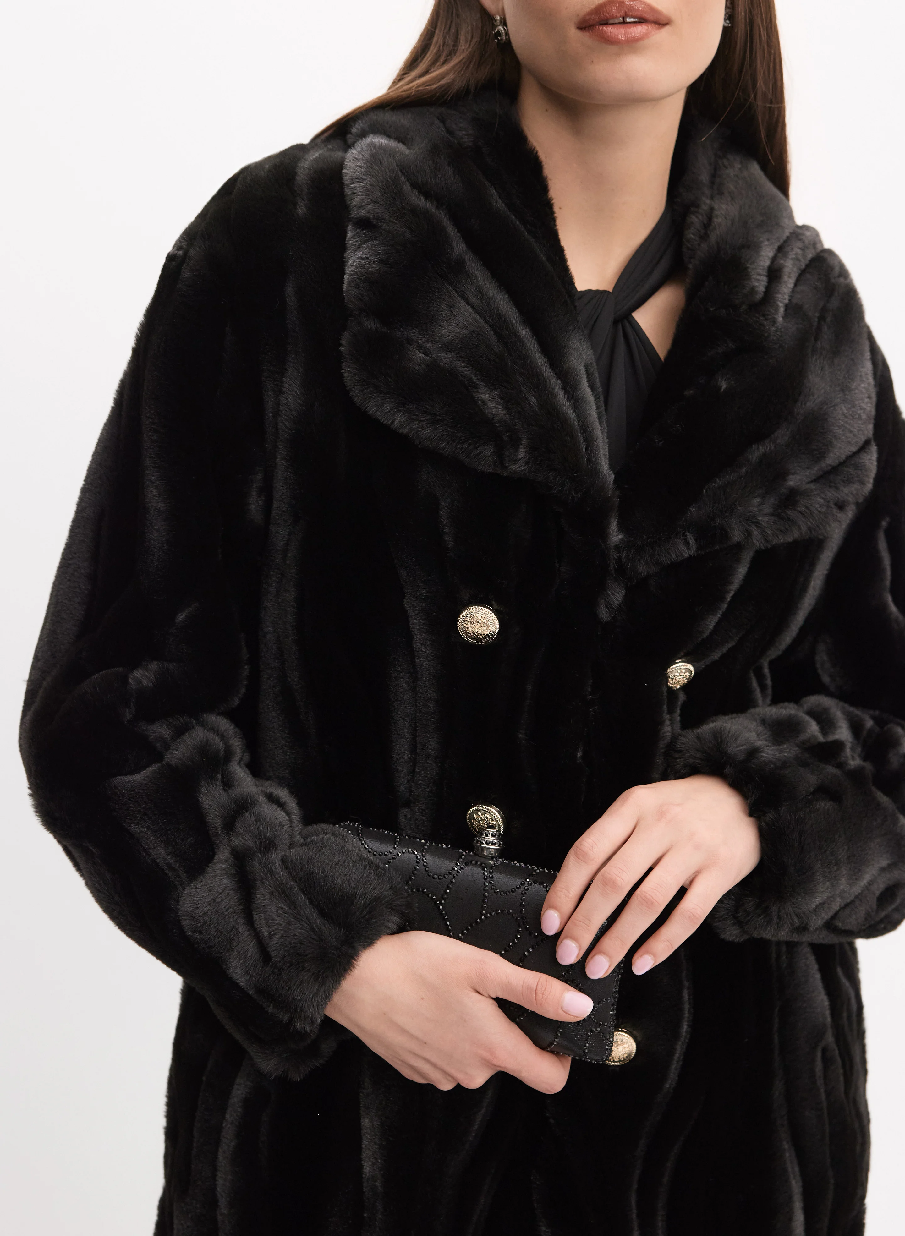 Joseph Ribkoff - Faux-Fur Button-Down Coat - Image 2