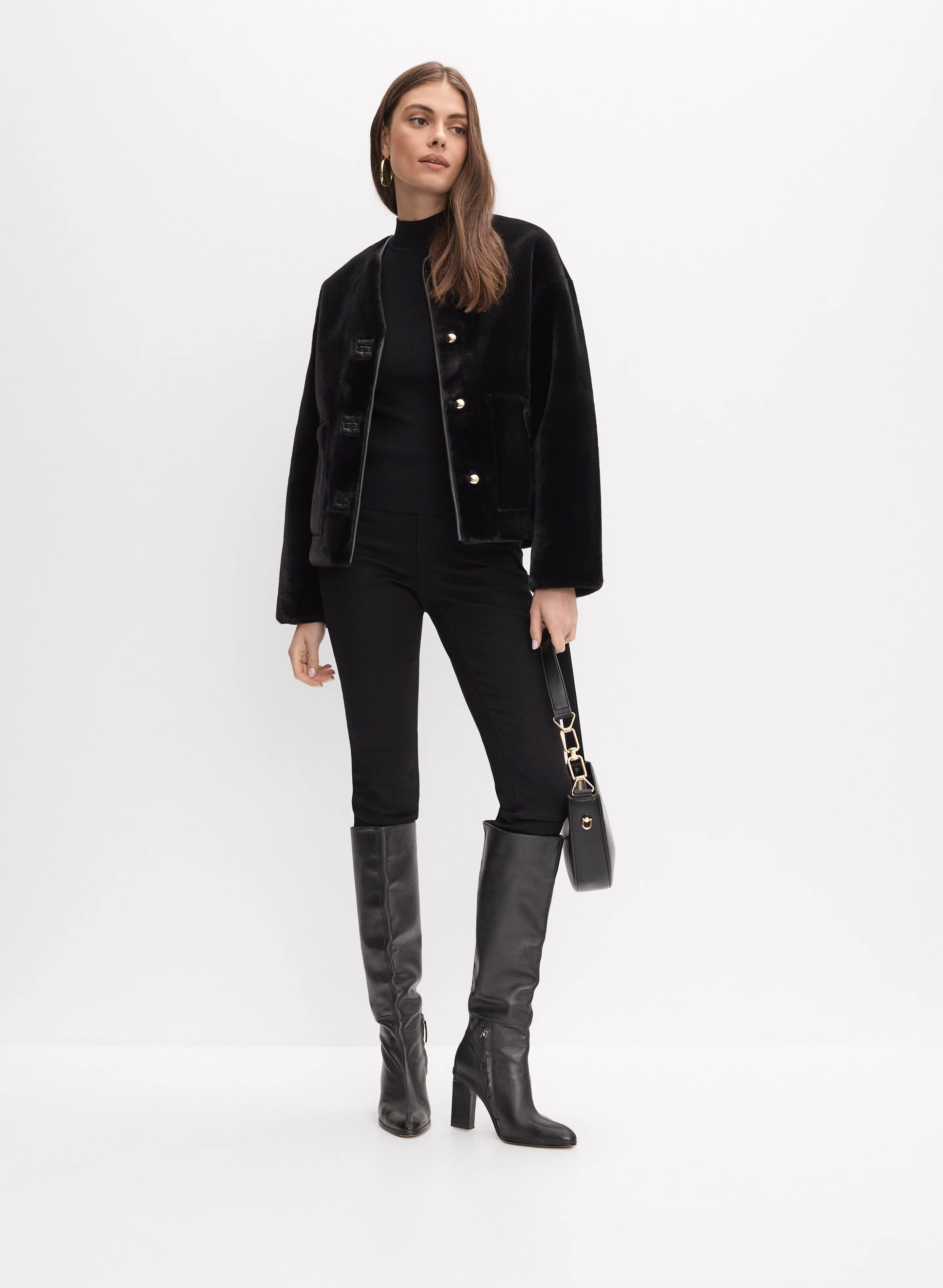 Joseph Ribkoff - Faux-Fur Button-Down Coat - Image 3