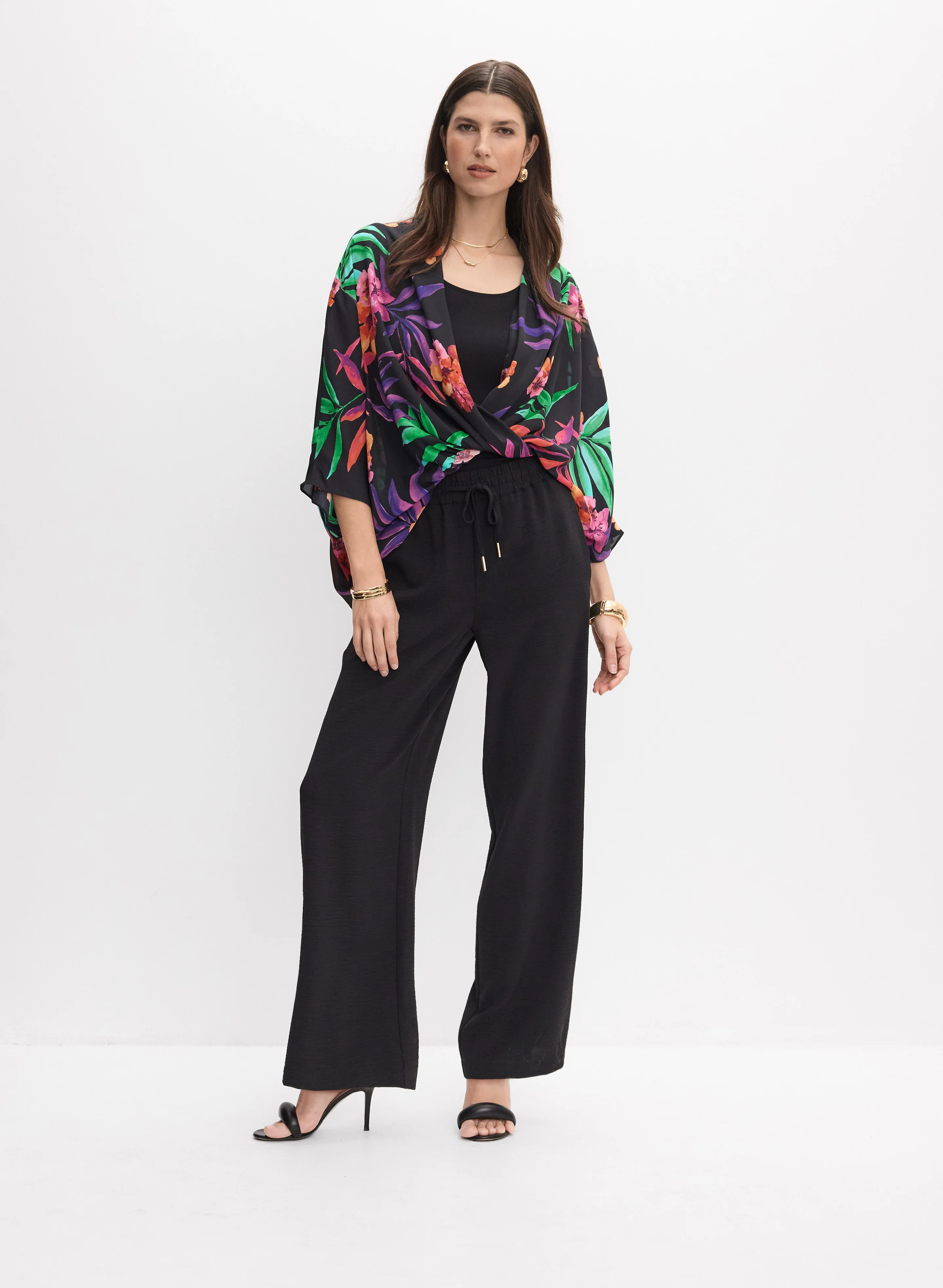 Joseph Ribkoff - Floral Wrap Popover Blouse - Image 3