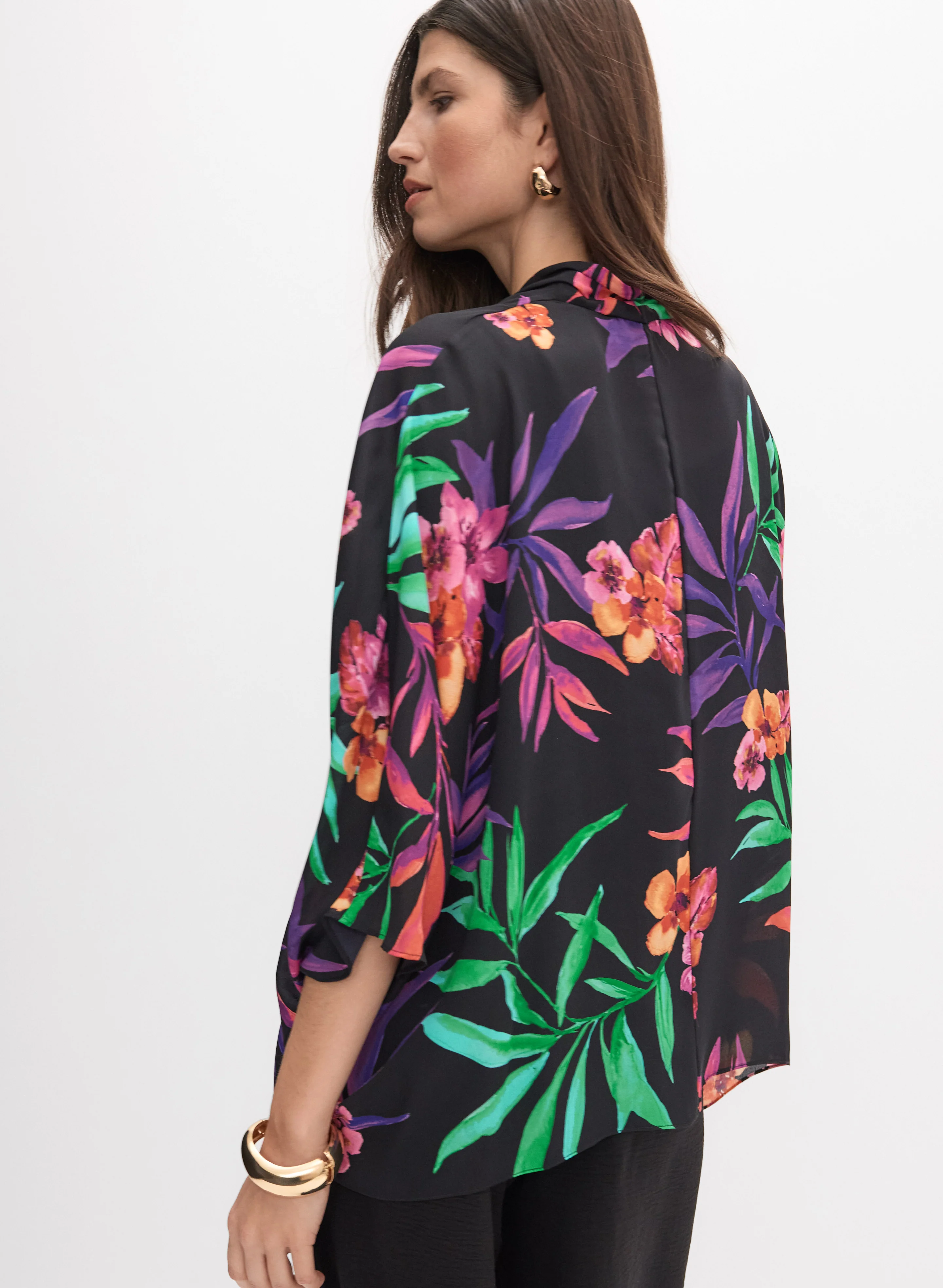 Joseph Ribkoff - Floral Wrap Popover Blouse - Image 4
