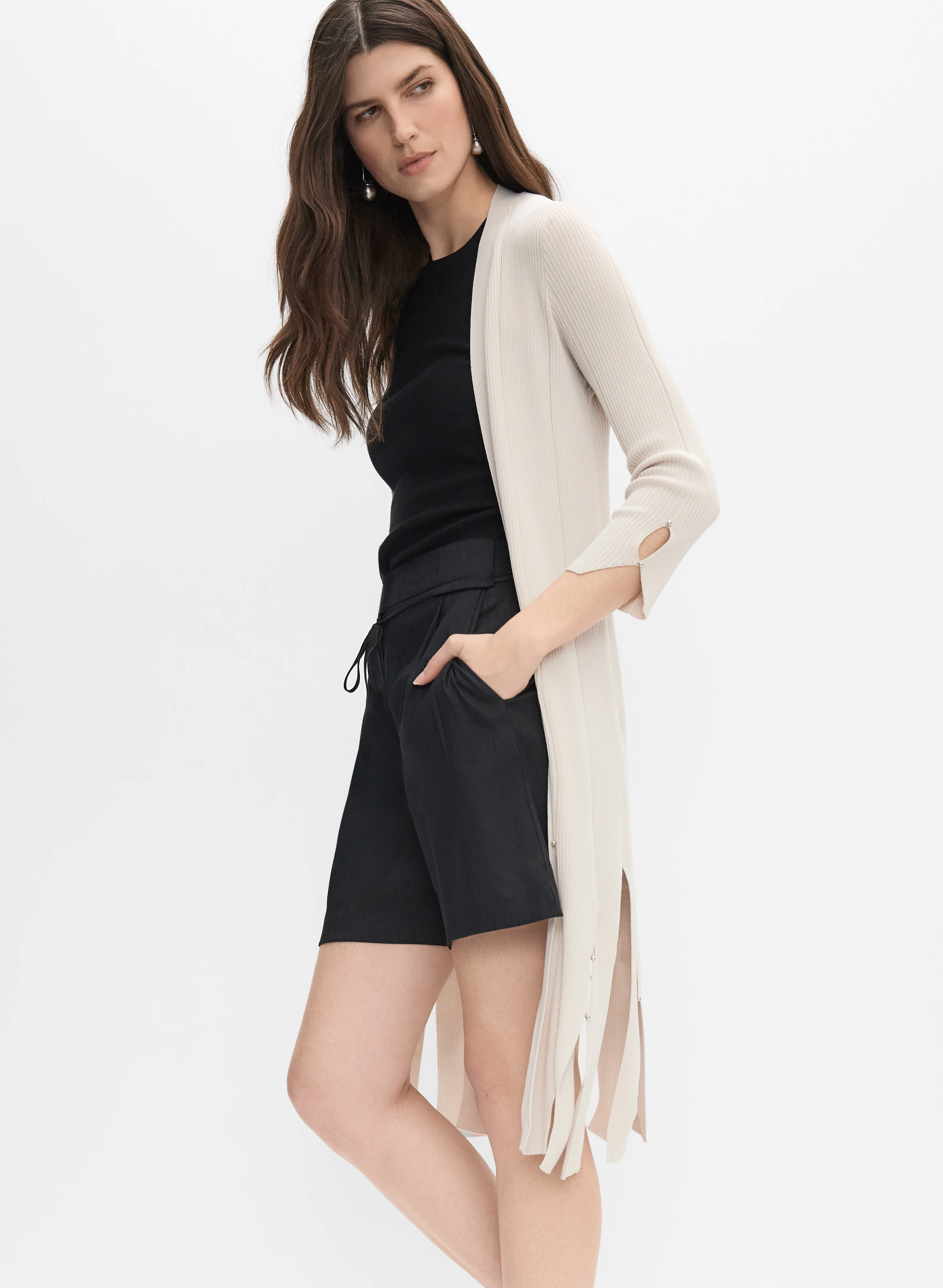 Joseph Ribkoff - Fringe Hem Knit Cardigan