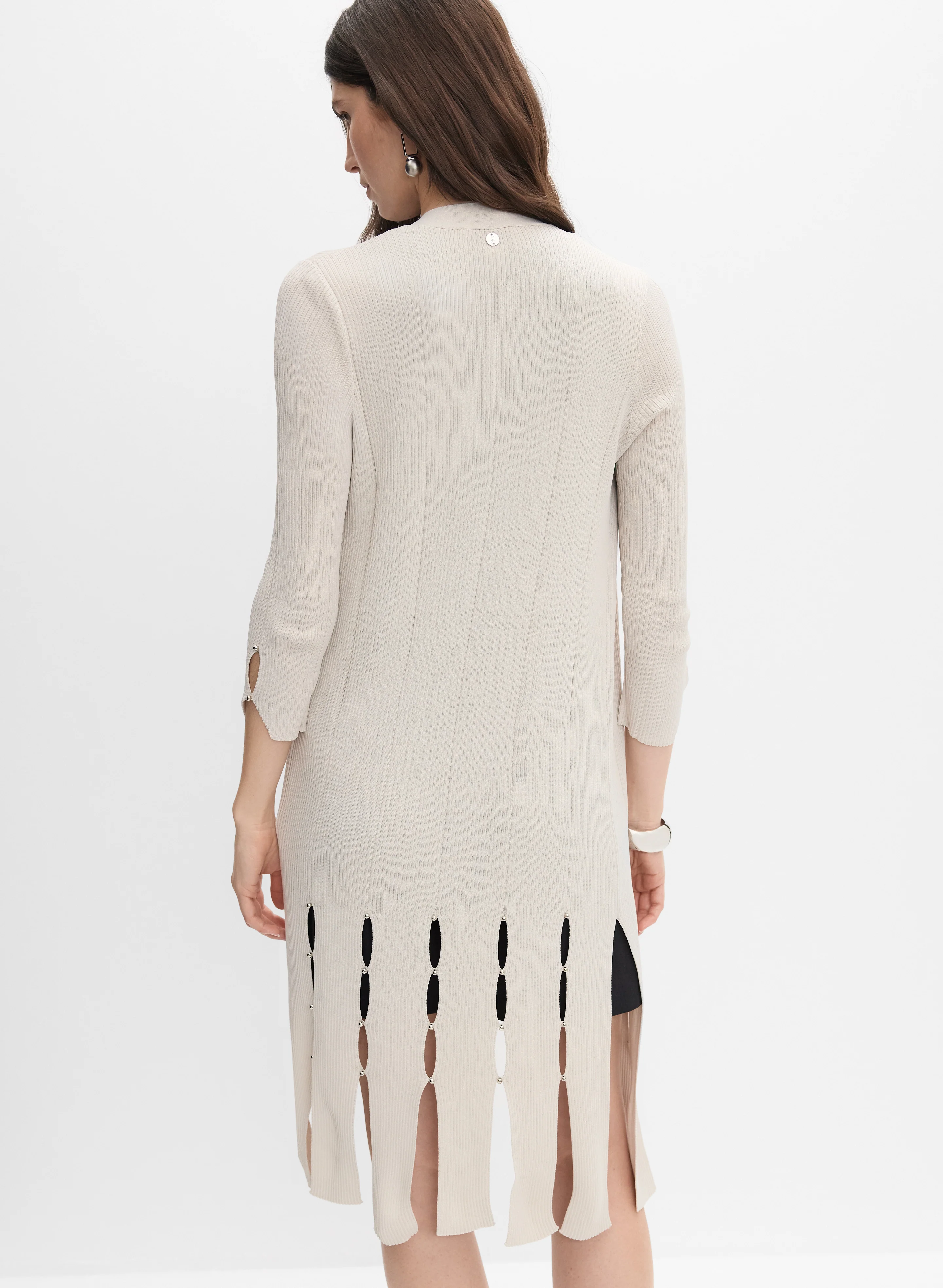 Joseph Ribkoff - Fringe Hem Knit Cardigan - Image 4