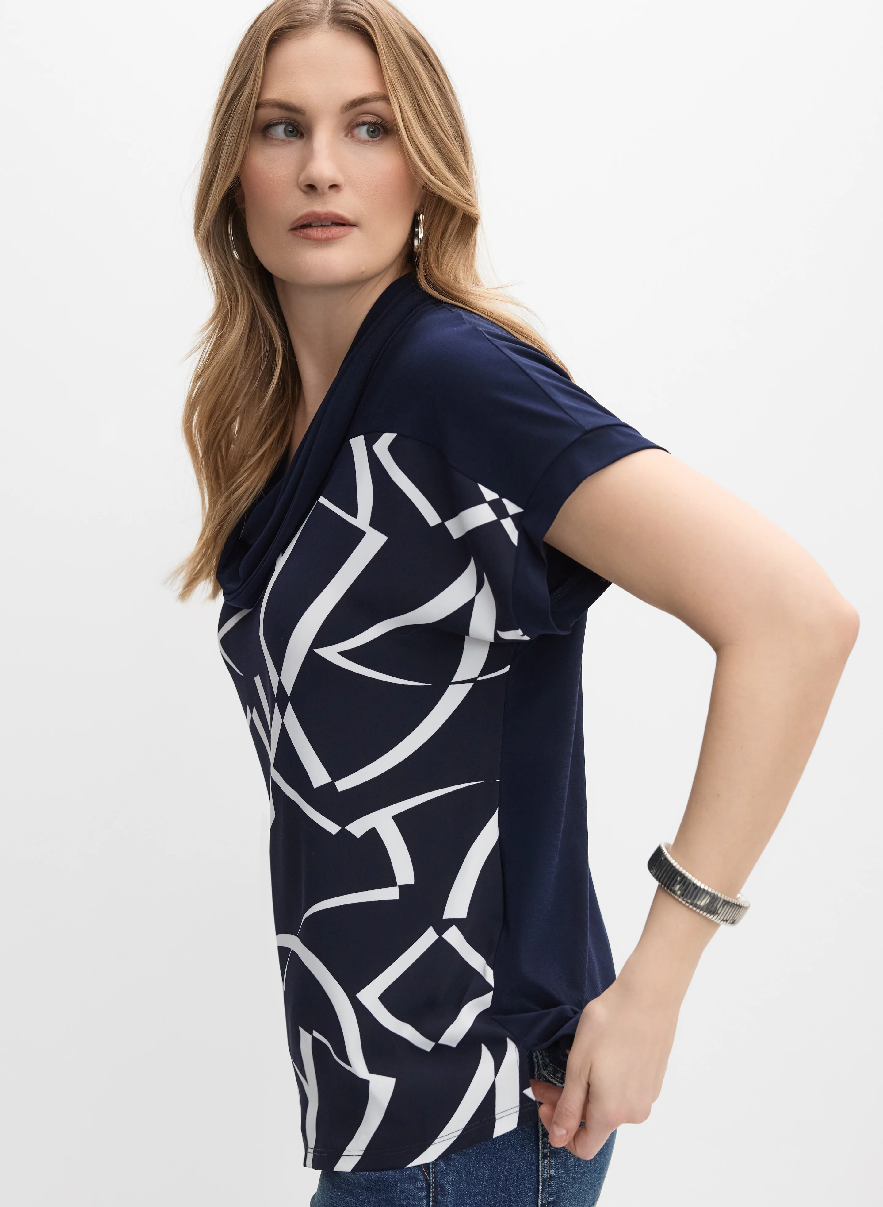 Joseph Ribkoff - Geometric Cowl Neck Top - Image 5
