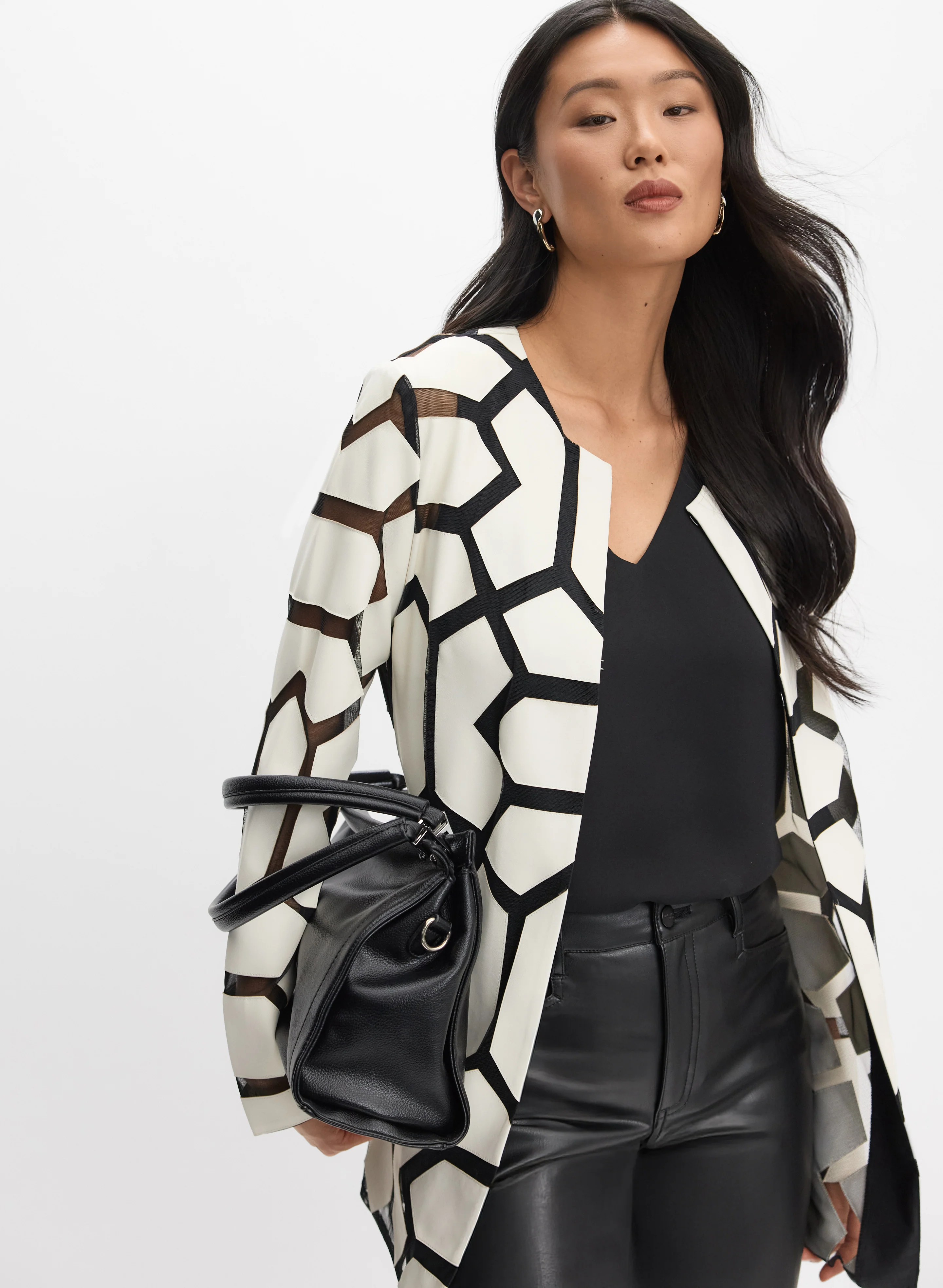 Joseph Ribkoff - Geometric Mesh Jacket