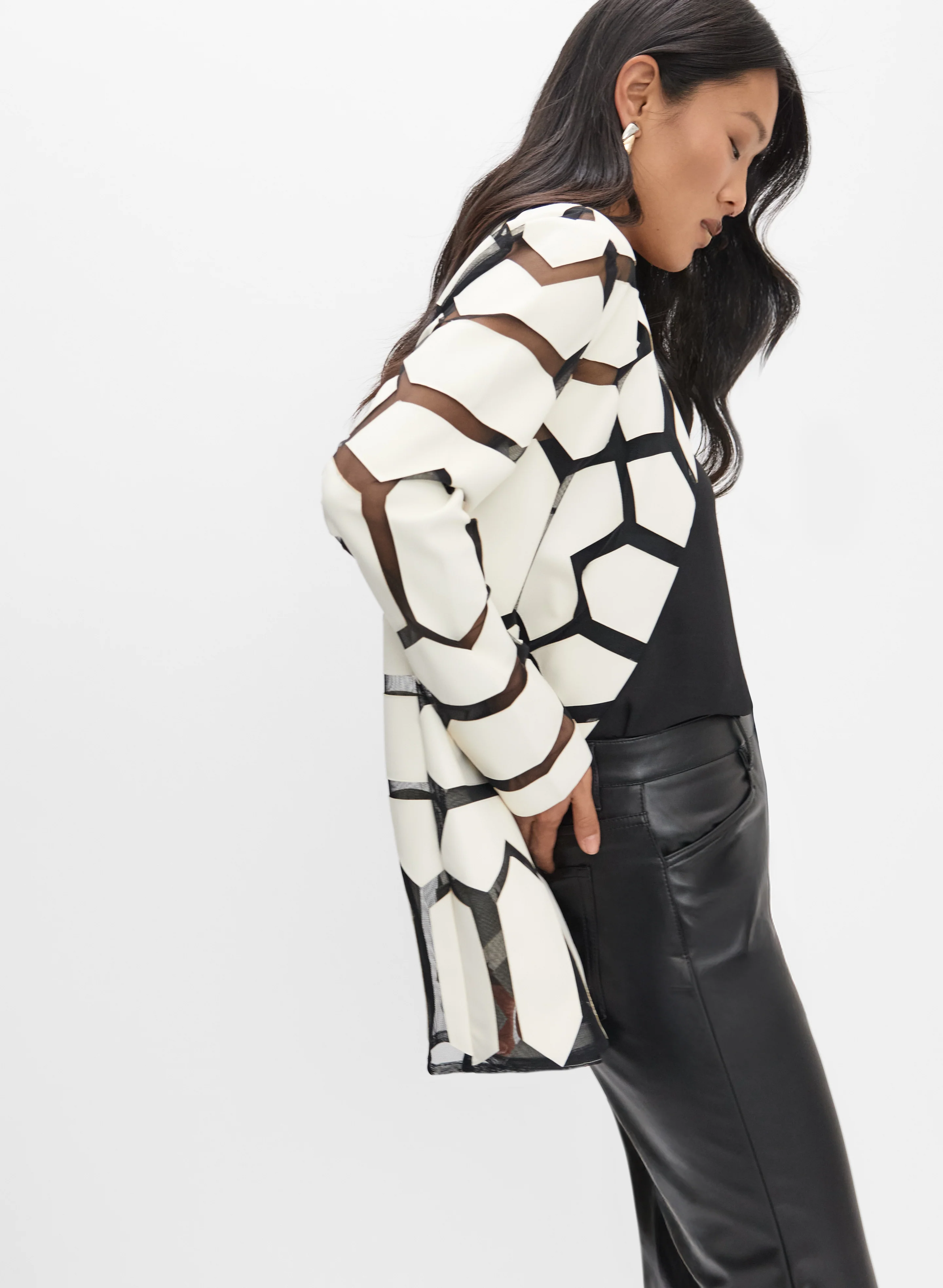 Joseph Ribkoff - Geometric Mesh Jacket - Image 5