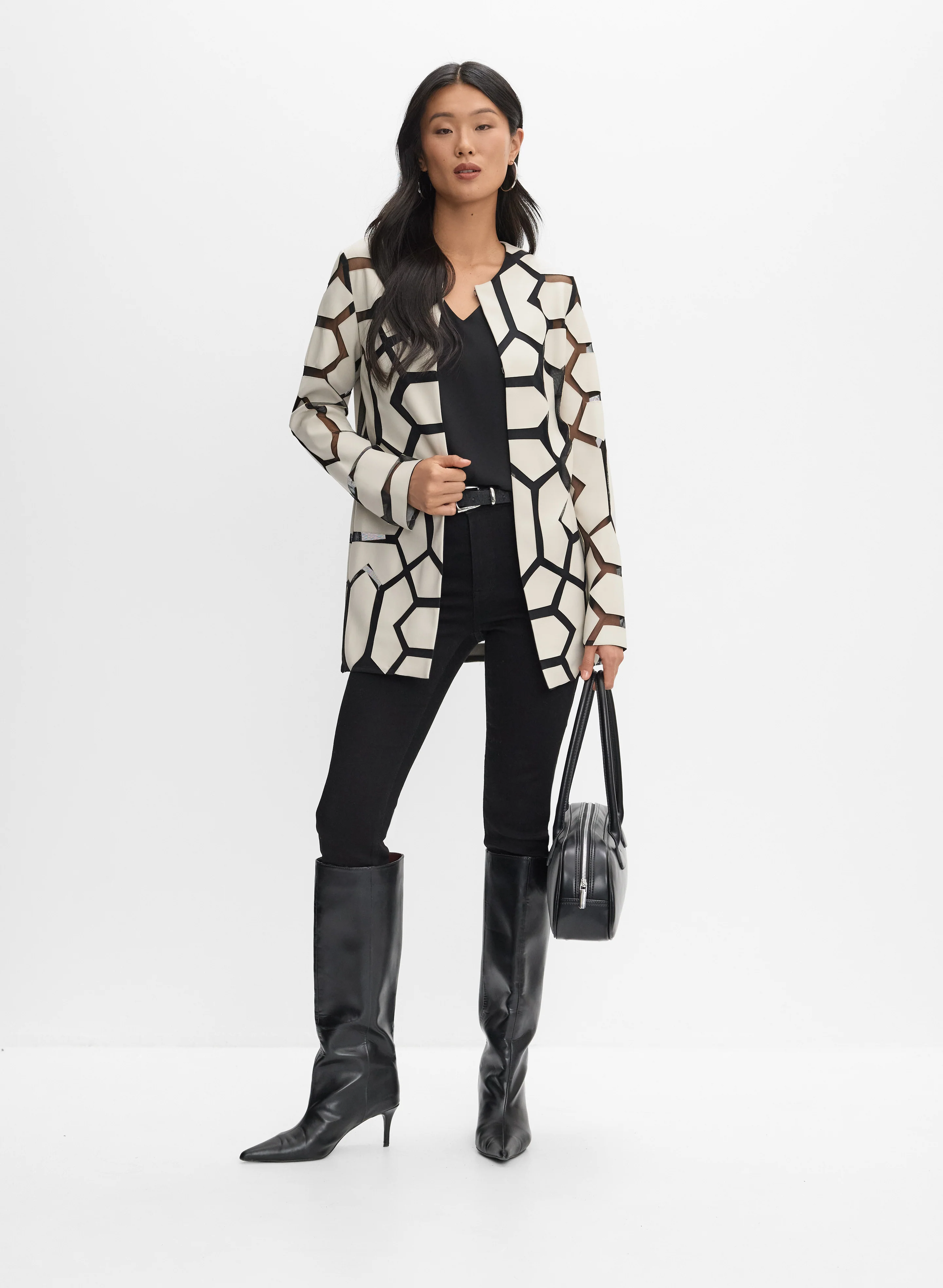 Joseph Ribkoff - Geometric Mesh Jacket - Image 3