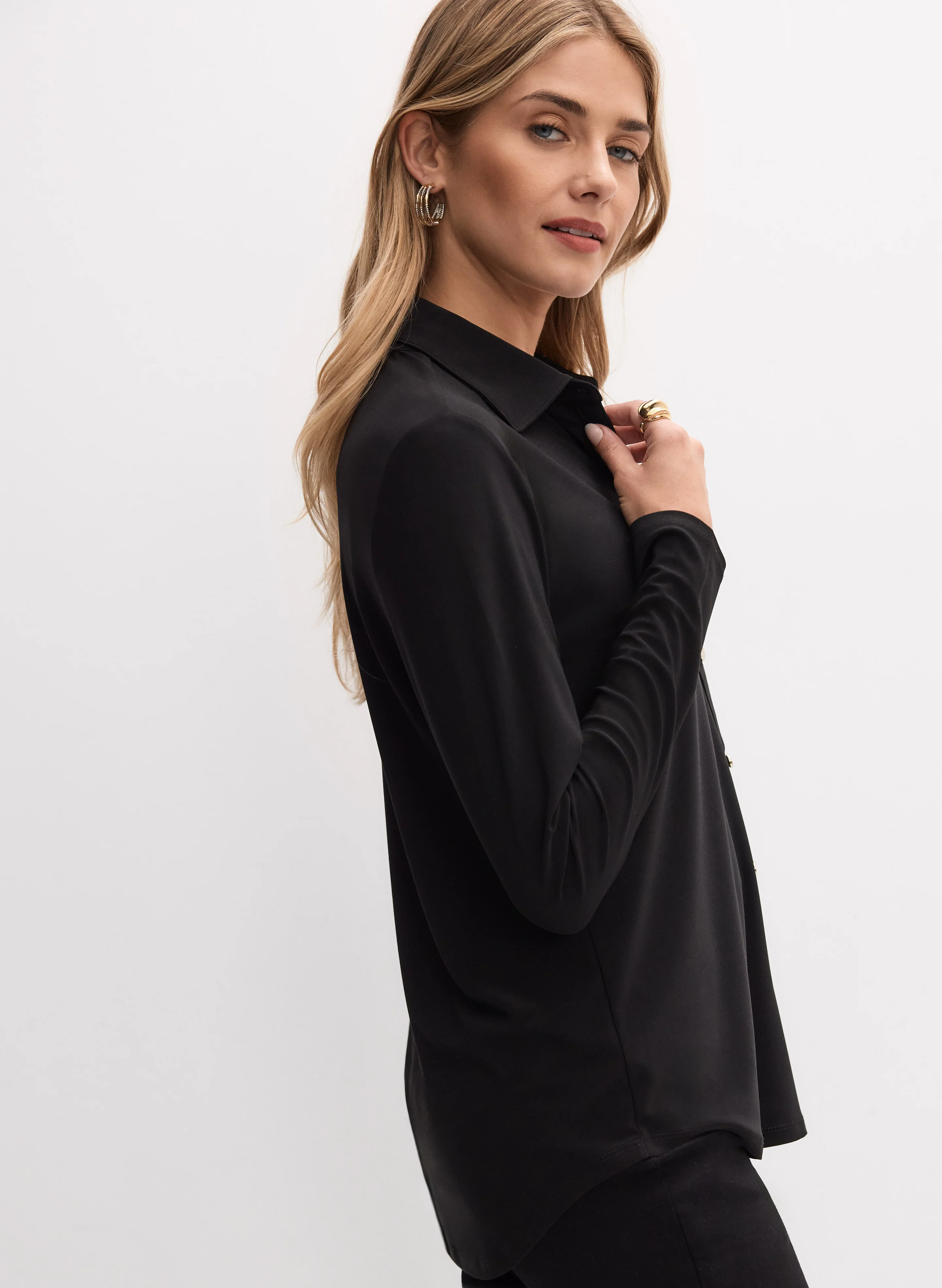 Joseph Ribkoff - Jersey Button-Down Blouse - Image 5