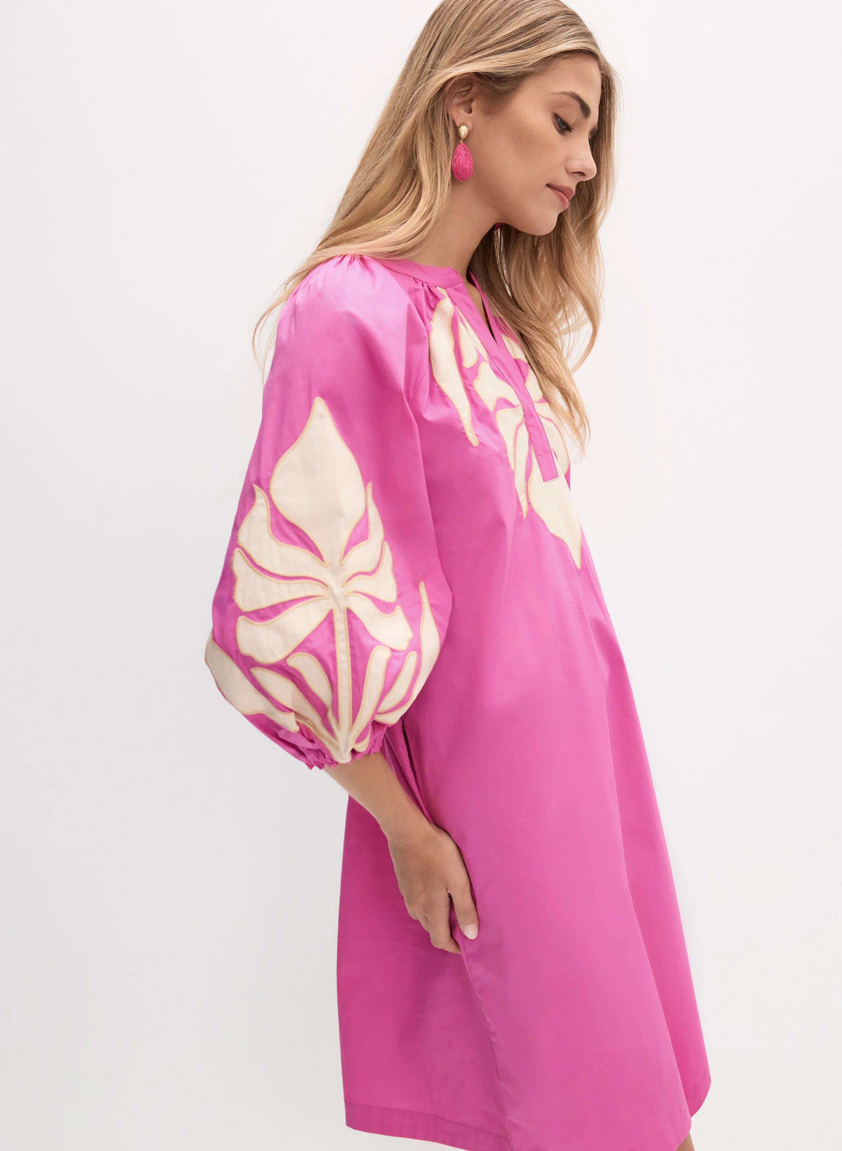 Joseph Ribkoff - Leaf Detail Cotton Dress - Image 5