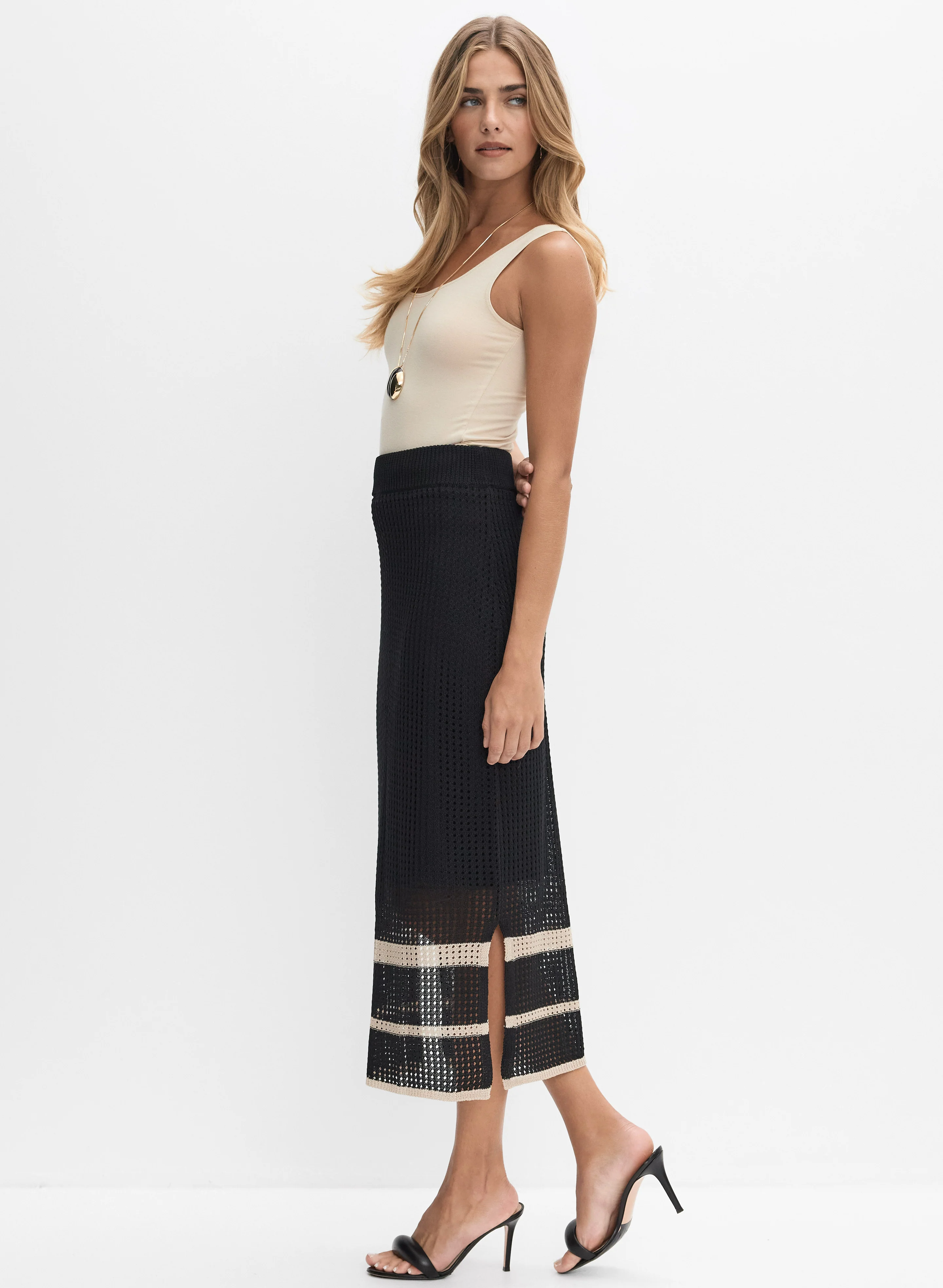 Joseph Ribkoff - Open Knit Midi Skirt - Image 5