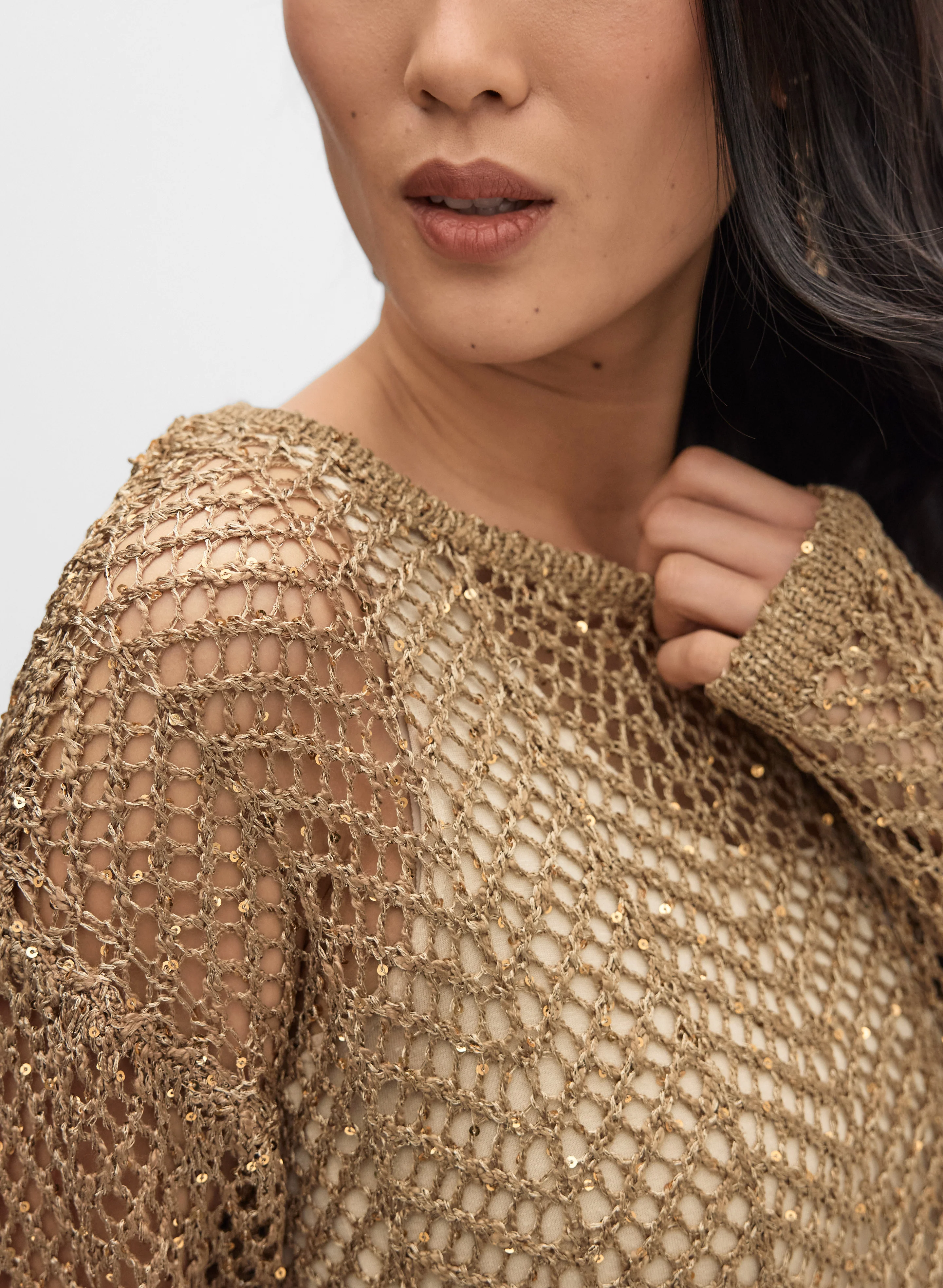 Joseph Ribkoff - Open Knit Sequin Sweater - Image 2