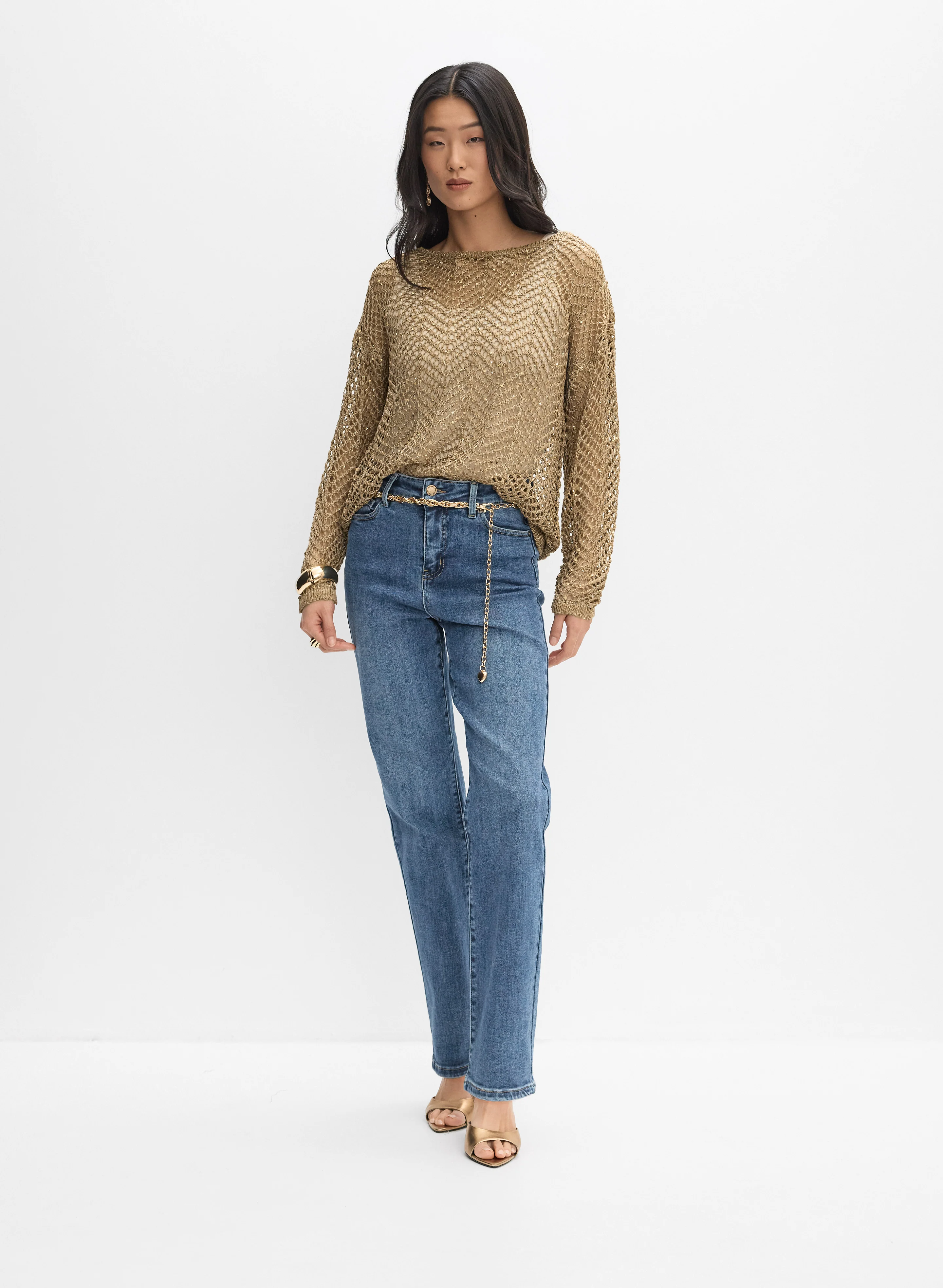 Joseph Ribkoff - Open Knit Sequin Sweater - Image 3