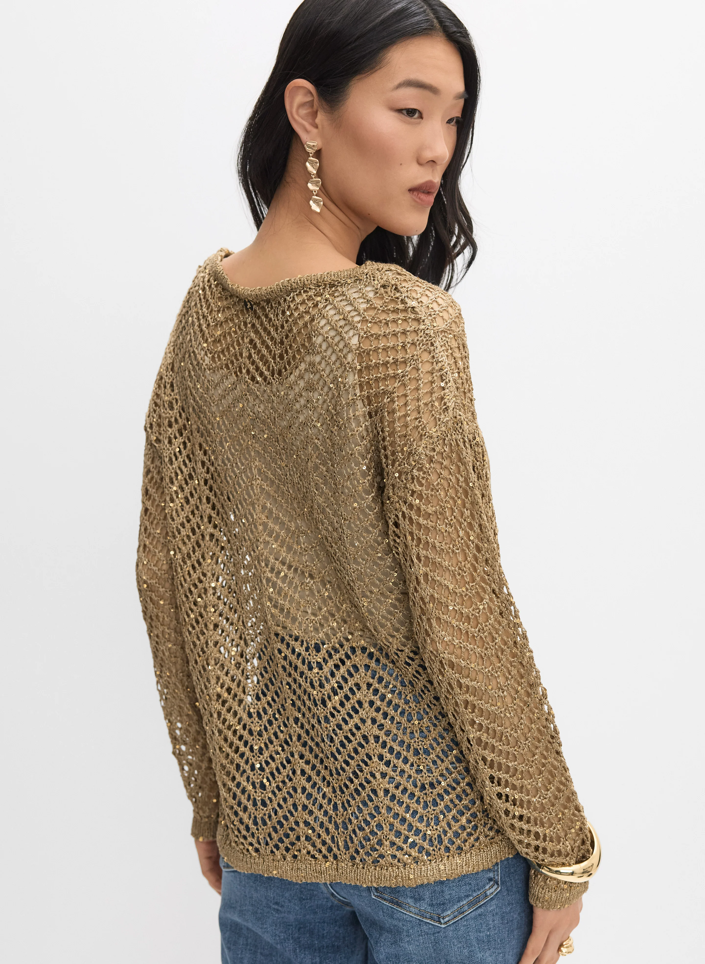 Joseph Ribkoff - Open Knit Sequin Sweater - Image 4