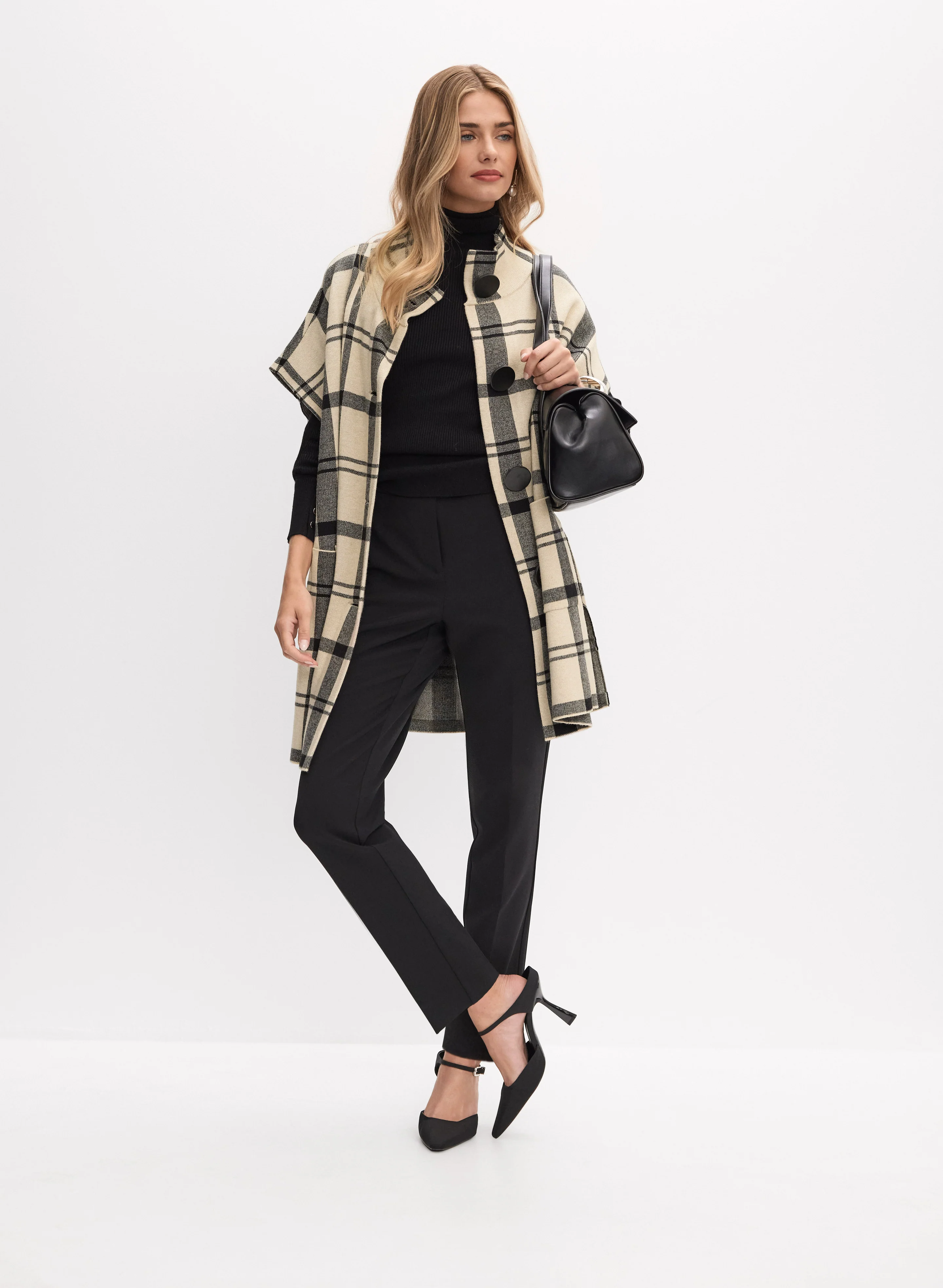 Joseph Ribkoff - Plaid Button-Down Cardigan - Image 3