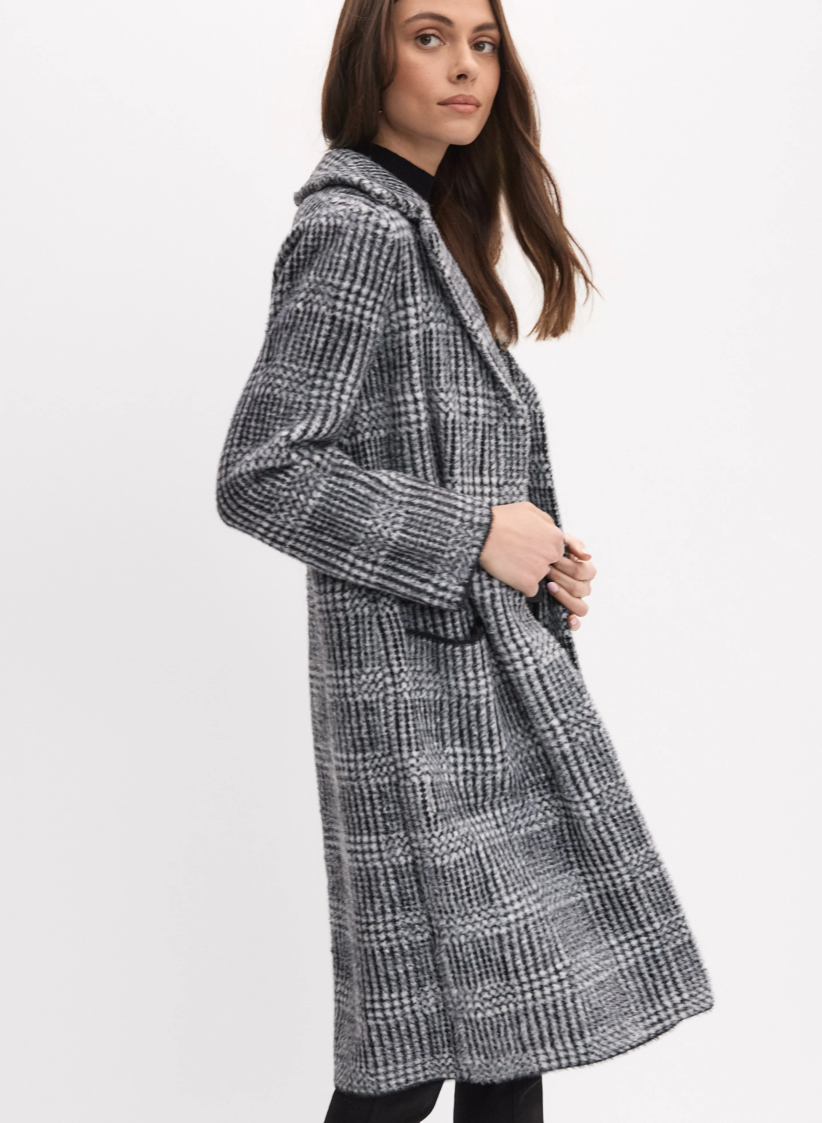 Joseph Ribkoff - Plaid Faux-Fur Trim Coat - Image 5
