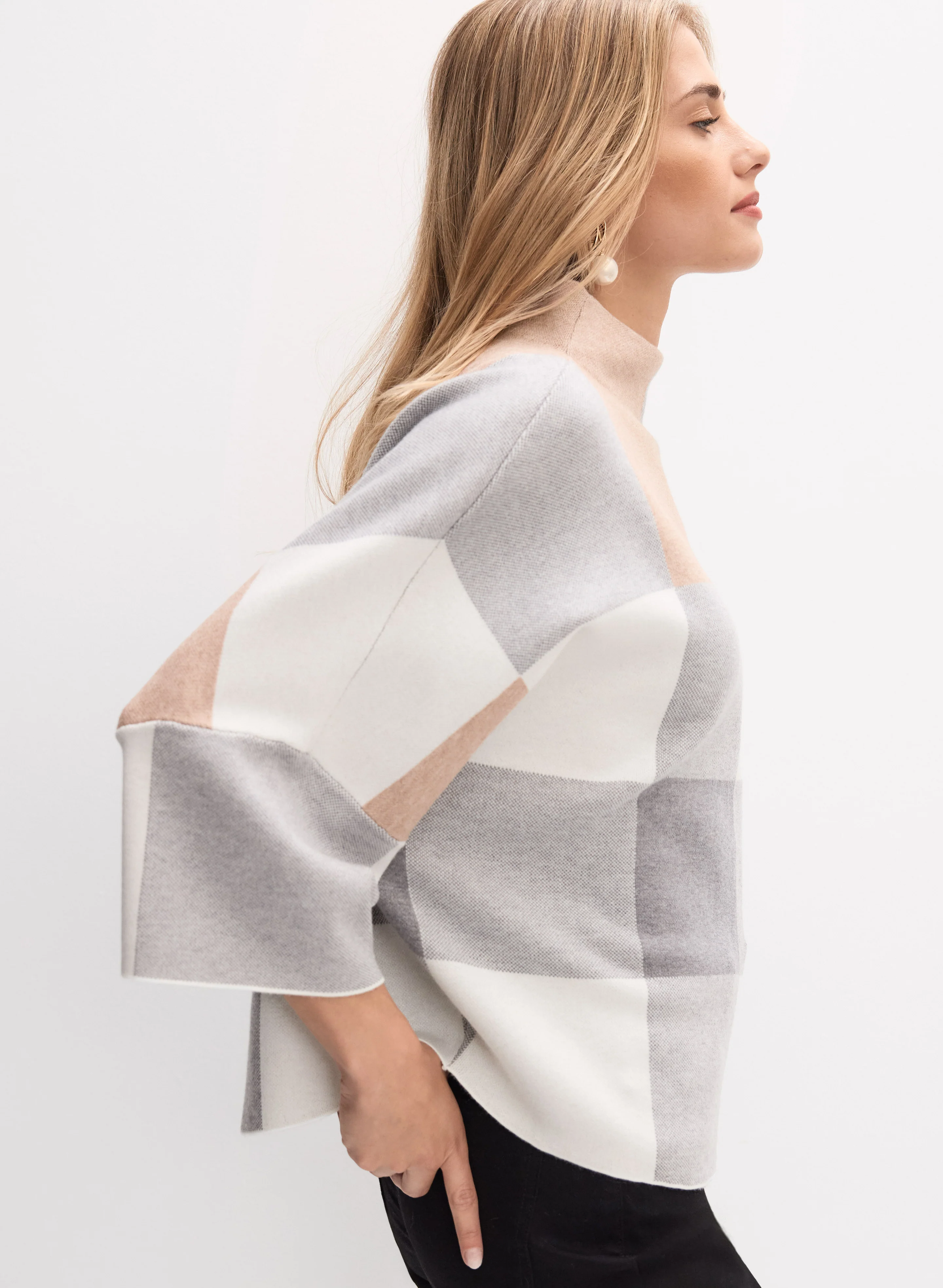 Joseph Ribkoff - Plaid Jacquard Knit Sweater - Image 5