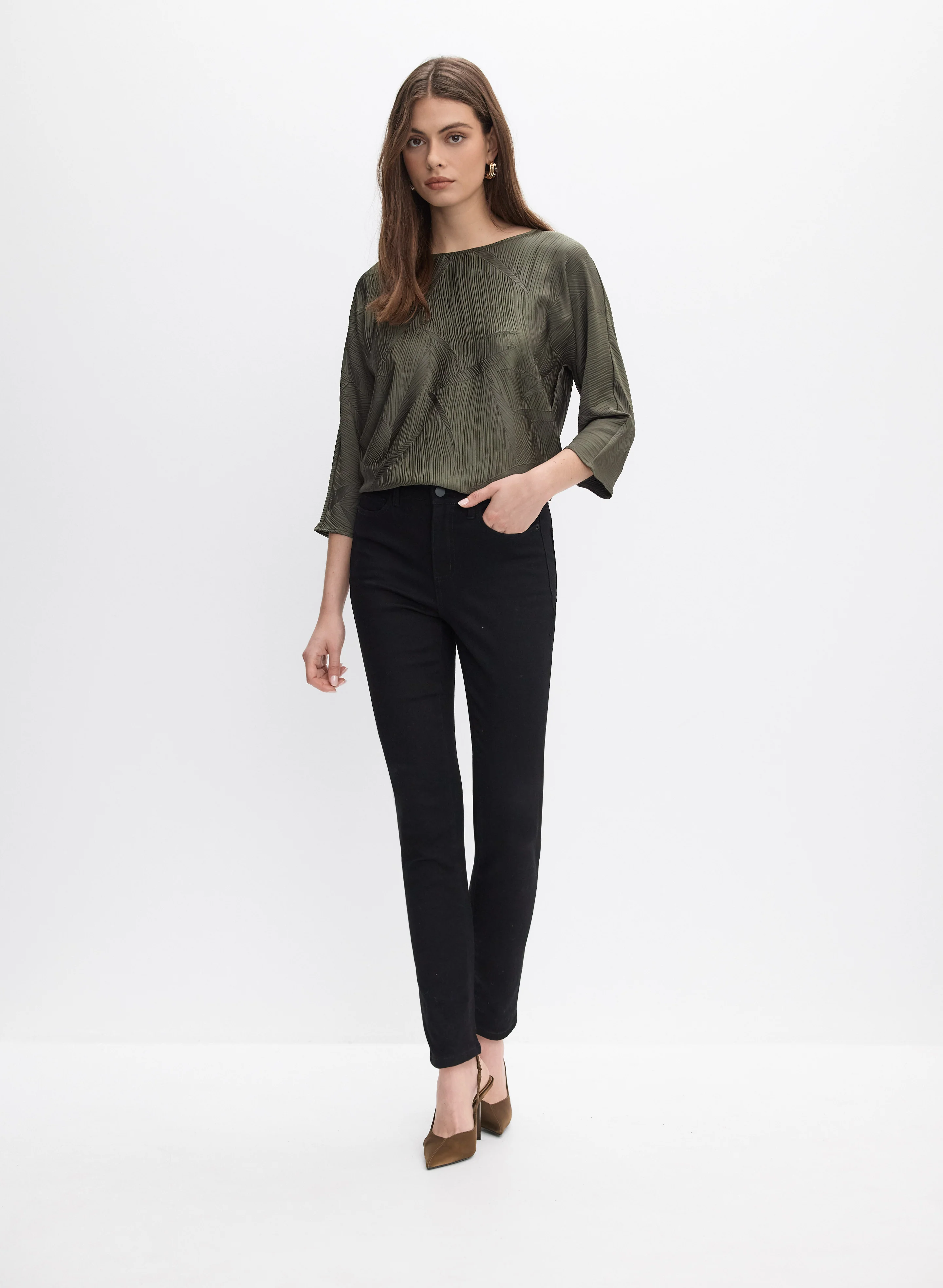 Joseph Ribkoff - Pleated Satin Blouse - Image 3
