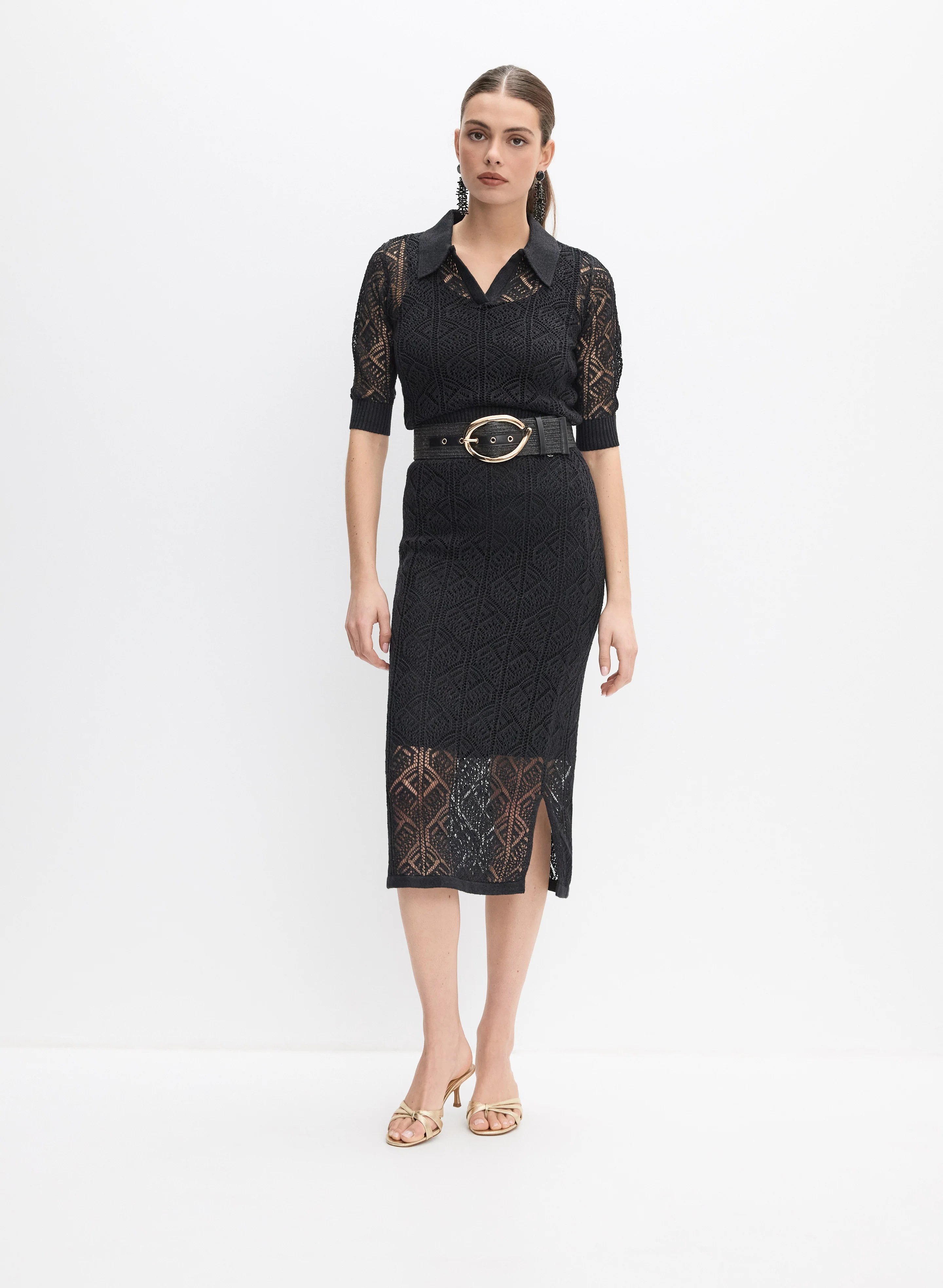 Joseph Ribkoff - Pointelle Knit Skirt - Image 3