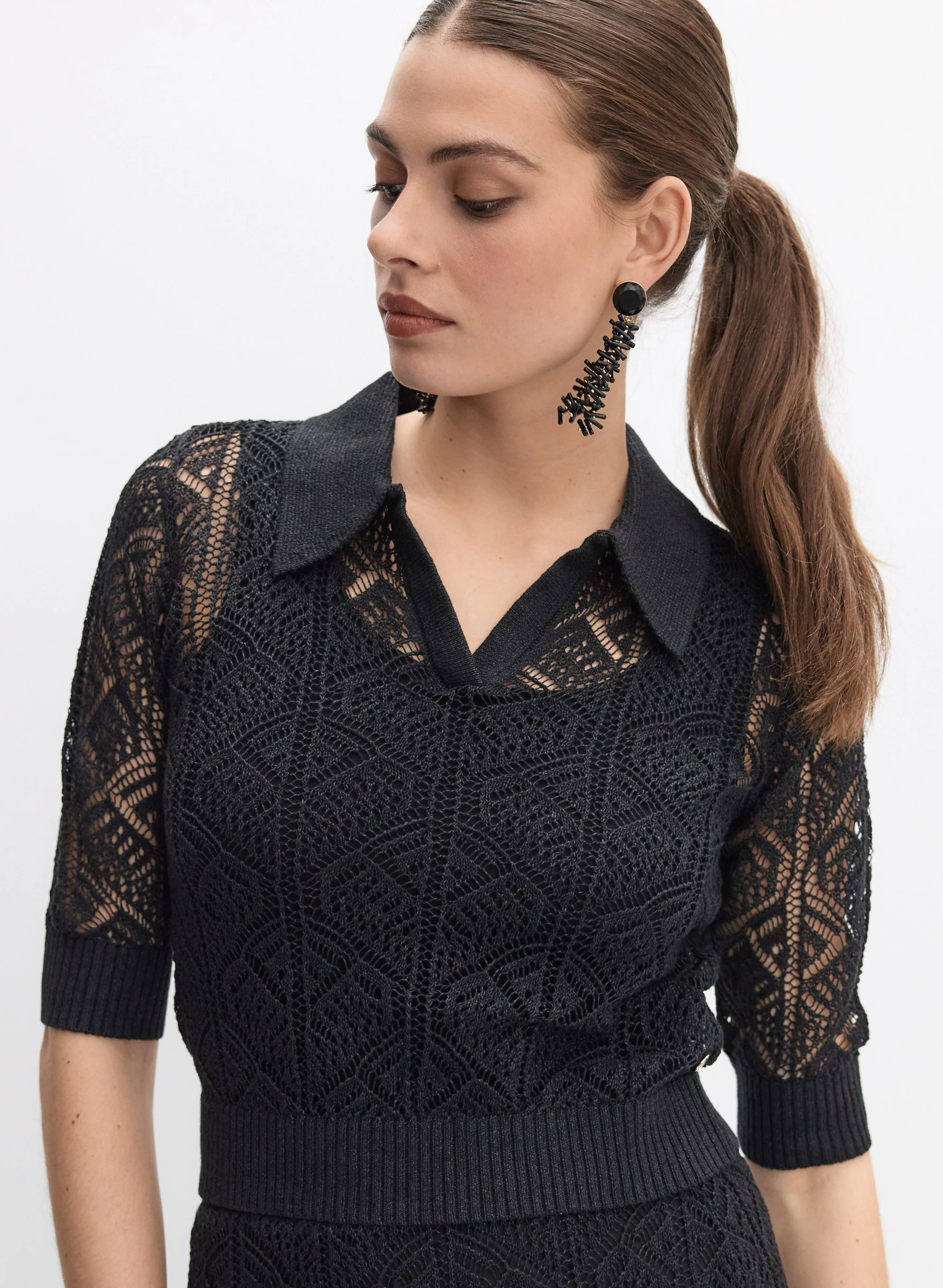 Joseph Ribkoff - Pointelle Knit Sweater - Image 7