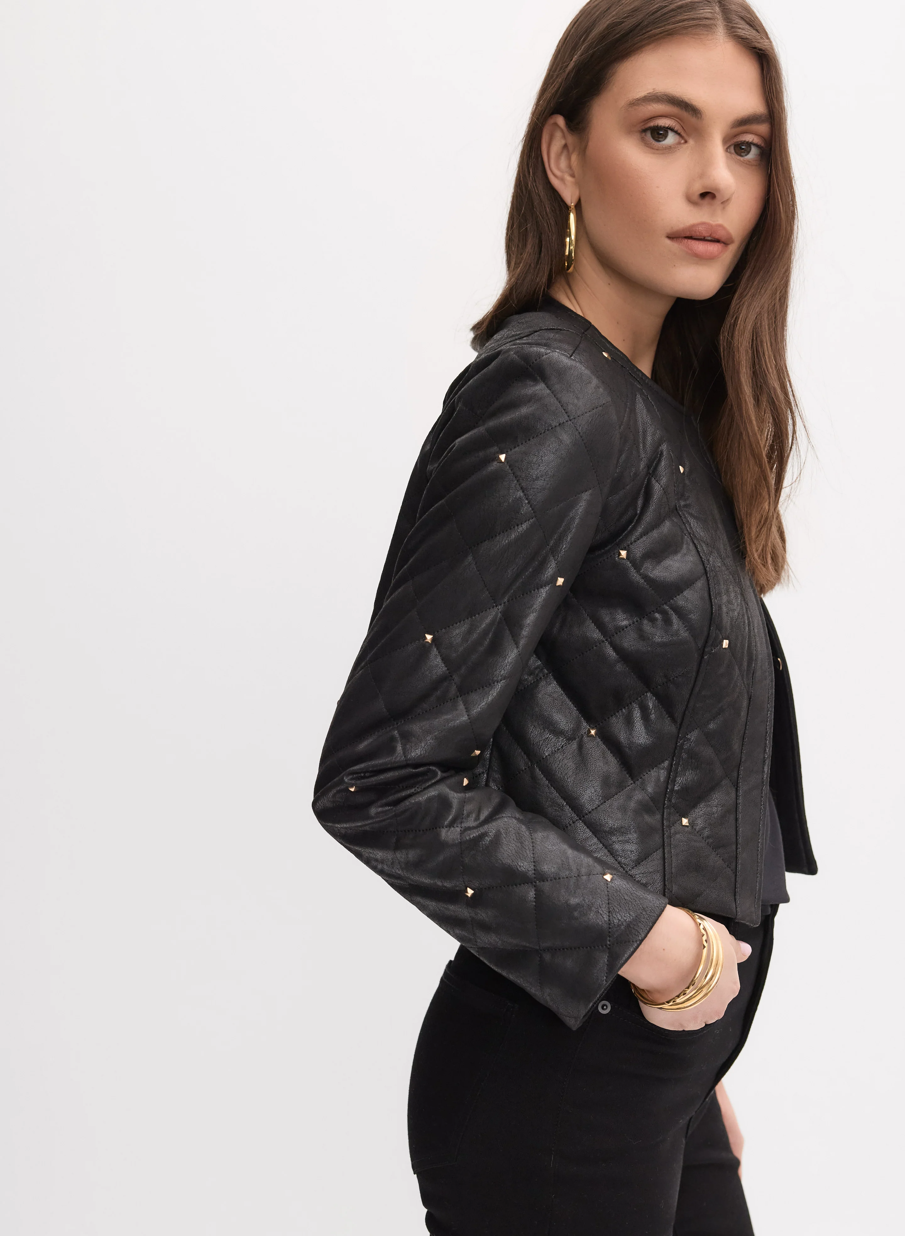 Joseph Ribkoff - Quilted Faux-Suede Jacket - Image 5