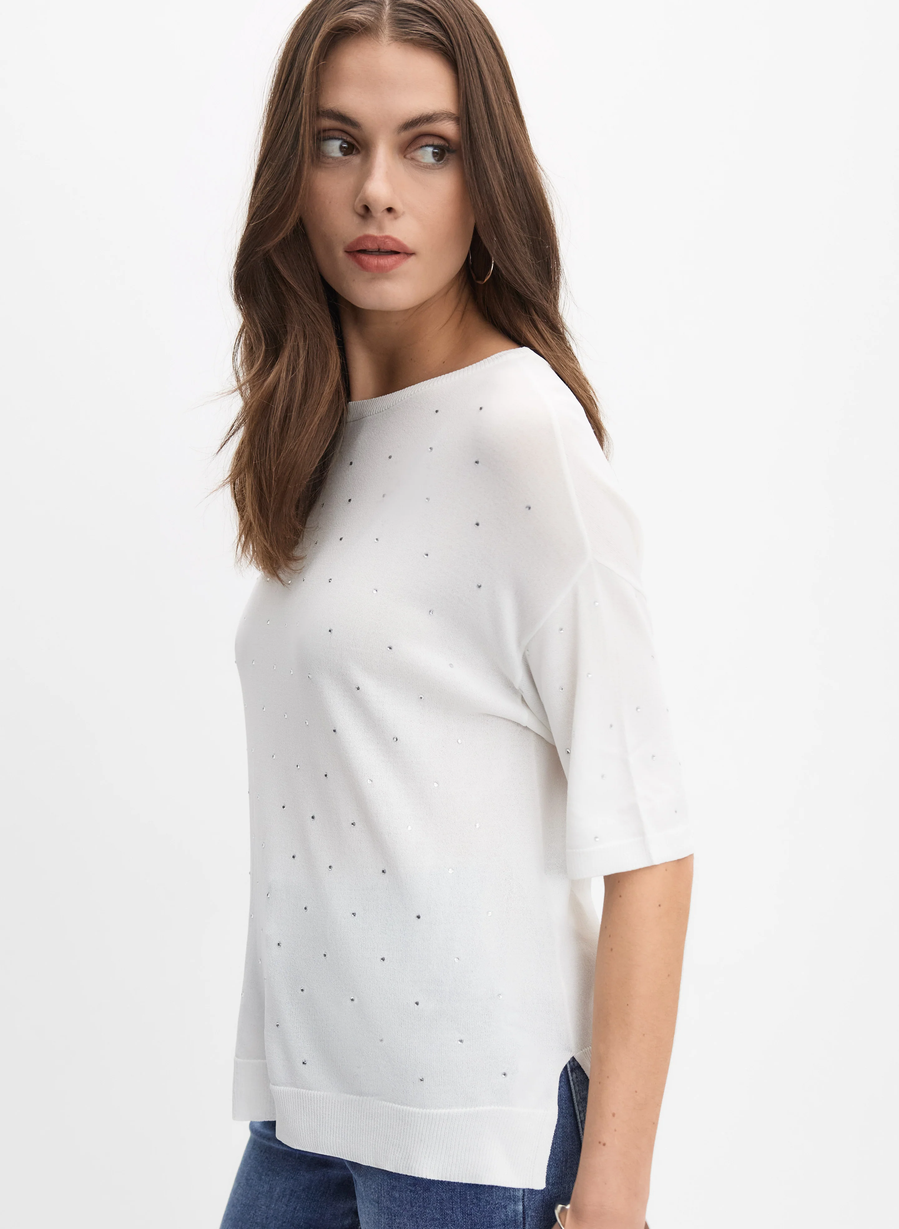 Joseph Ribkoff - Scattered Rhinestone Sweater - Image 5