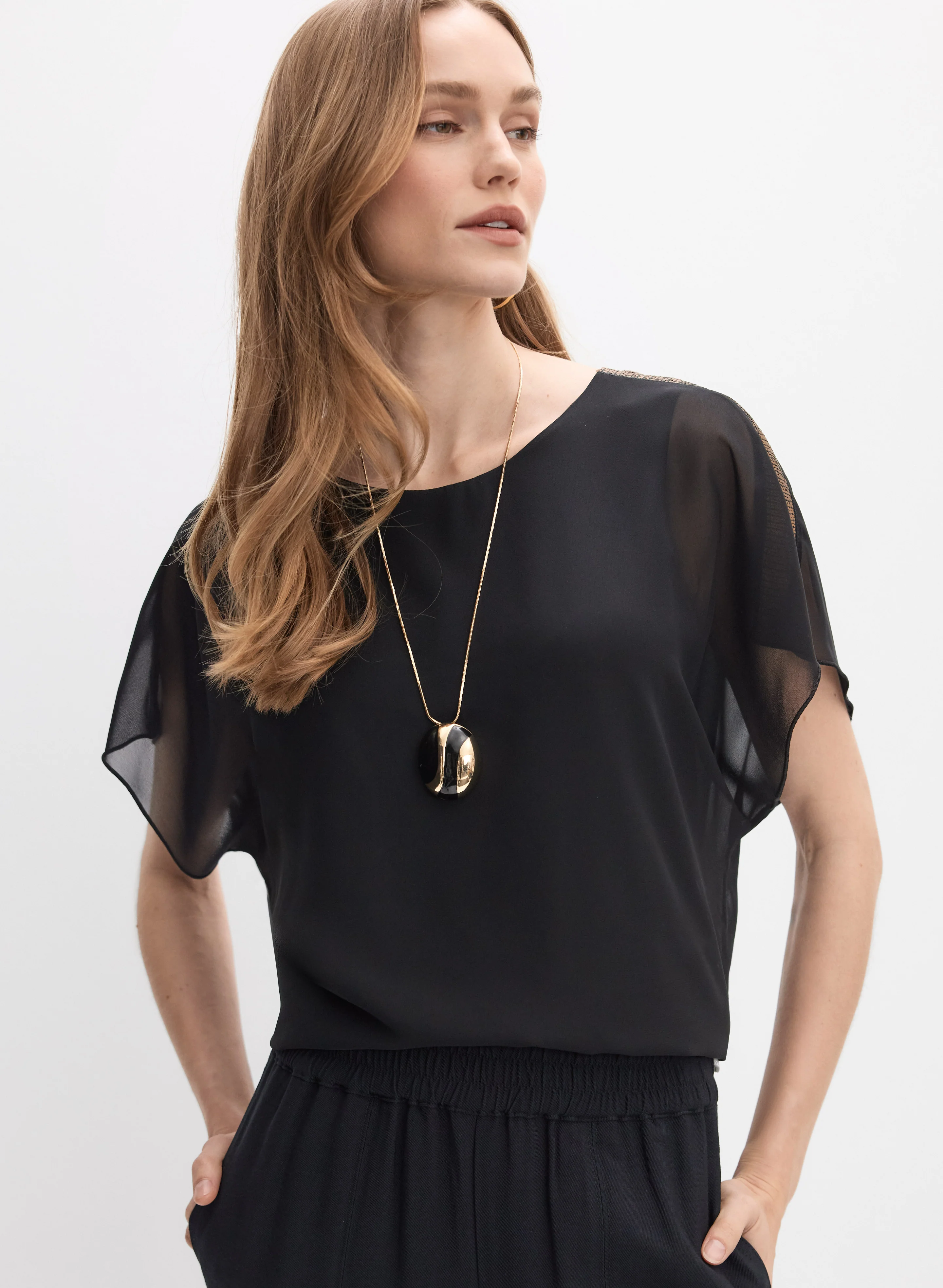 Joseph Ribkoff - Sequin Shoulder Blouse