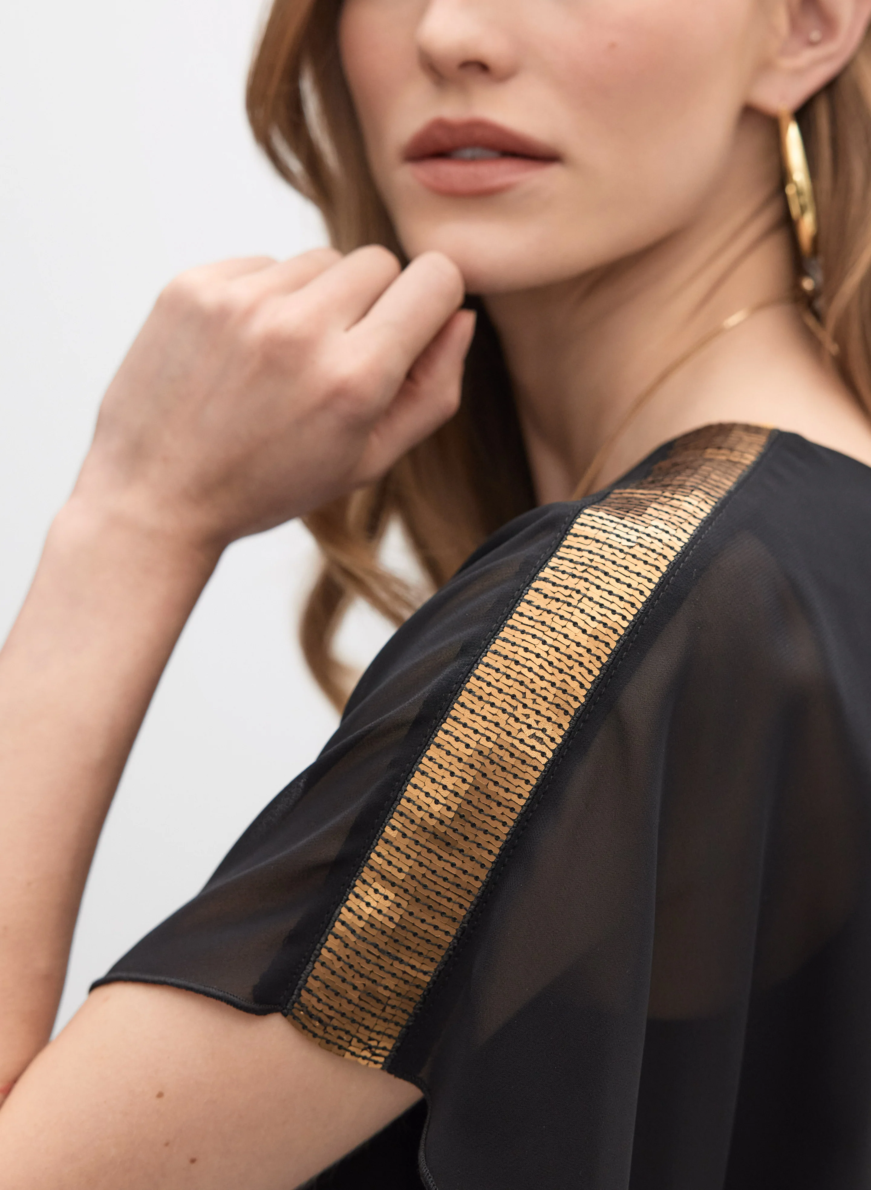 Joseph Ribkoff - Sequin Shoulder Blouse - Image 2