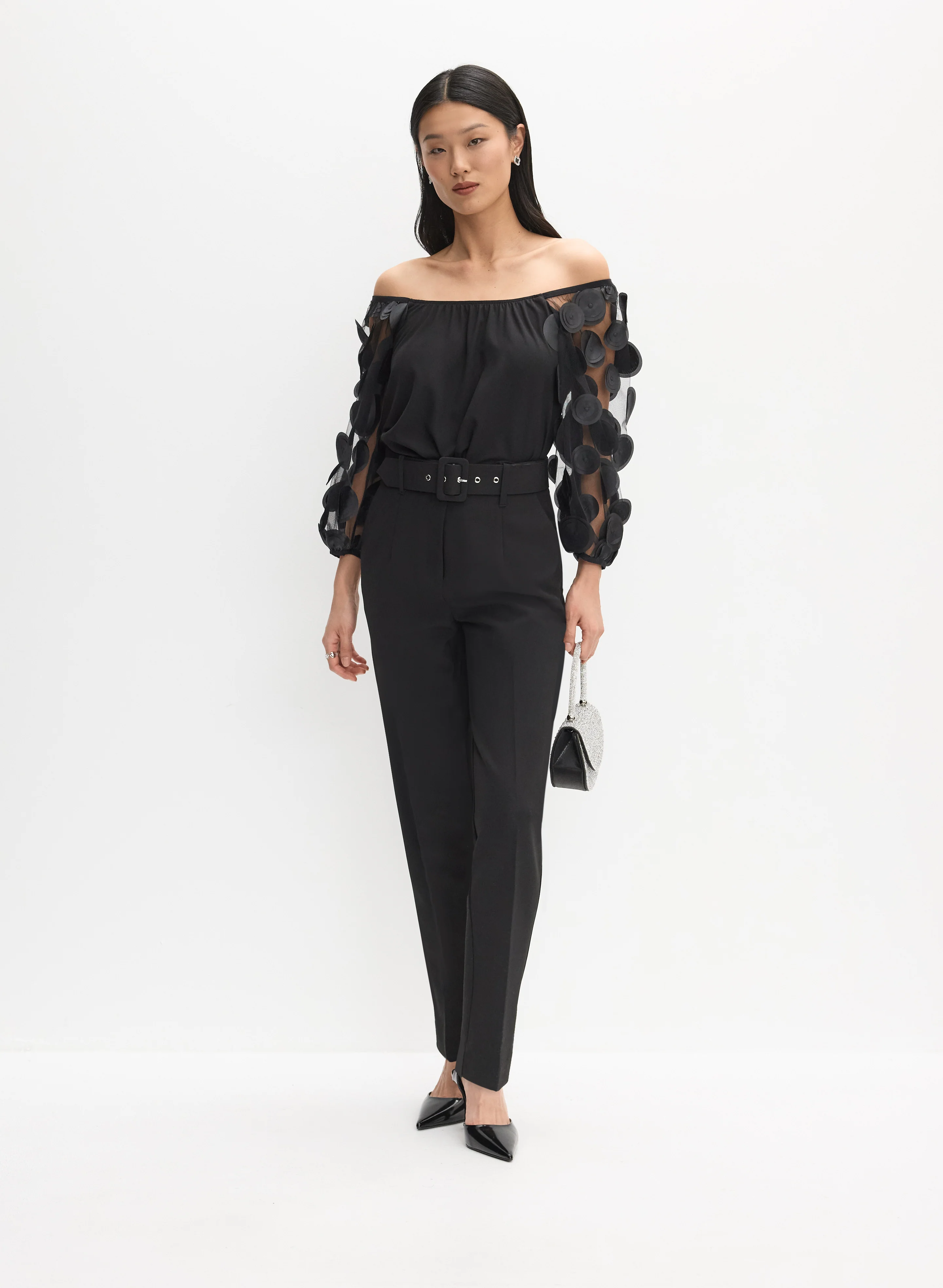 Joseph Ribkoff - Sheer Polka Dot Sleeve Top - Image 3