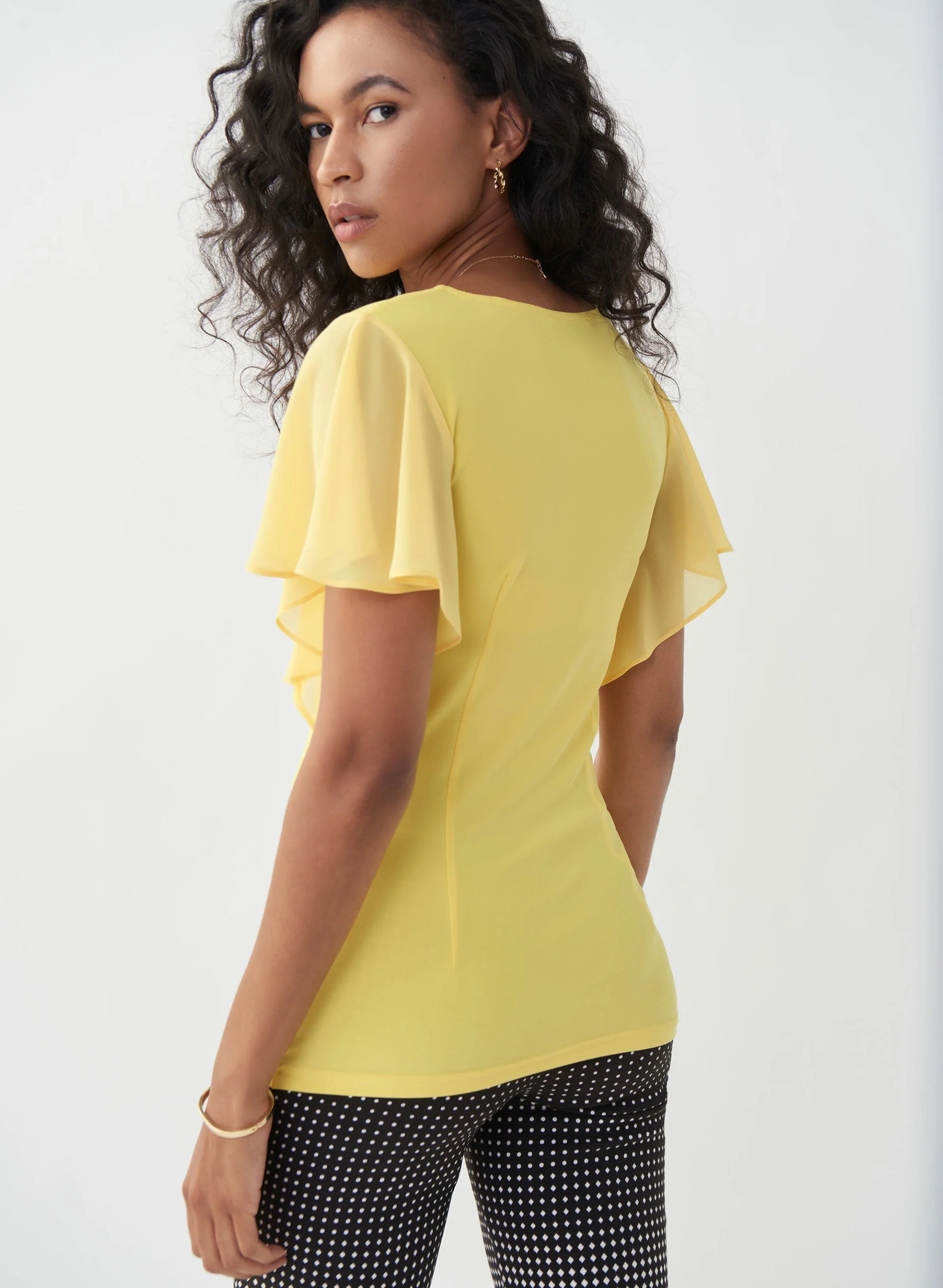 Joseph Ribkoff - Short Sleeve Ruched Top - Image 4