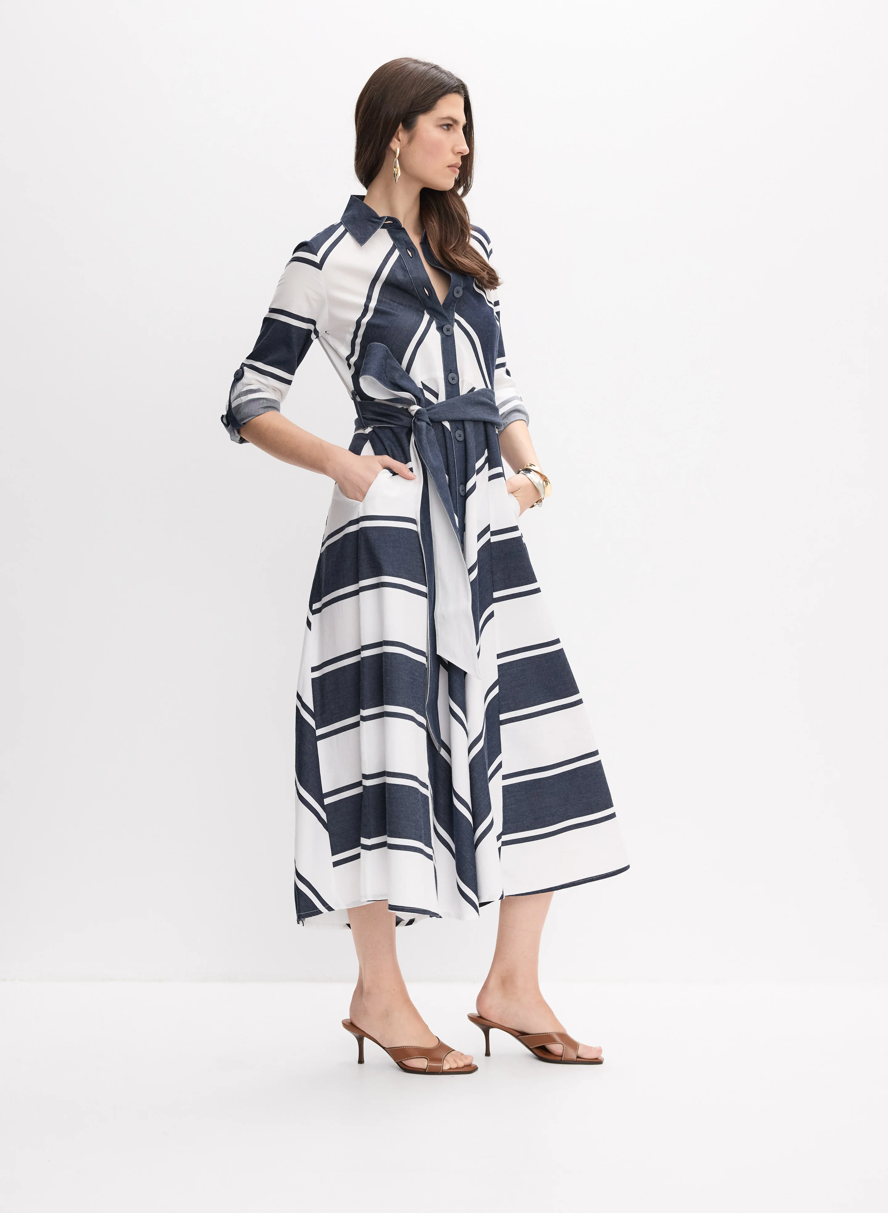 Joseph Ribkoff - Stripe Midi Dress - Image 3