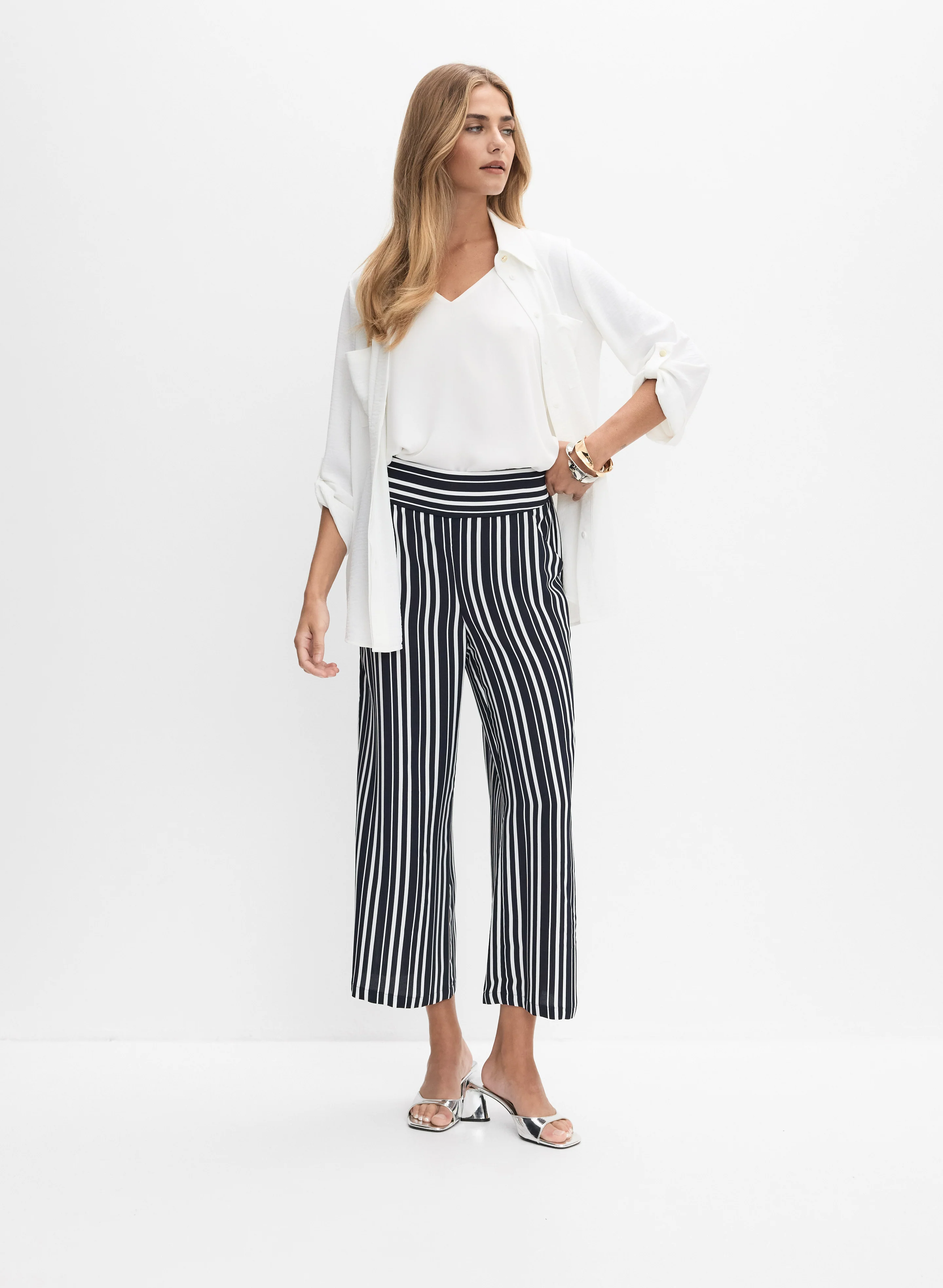 Joseph Ribkoff - Striped Crepe Culottes - Image 3