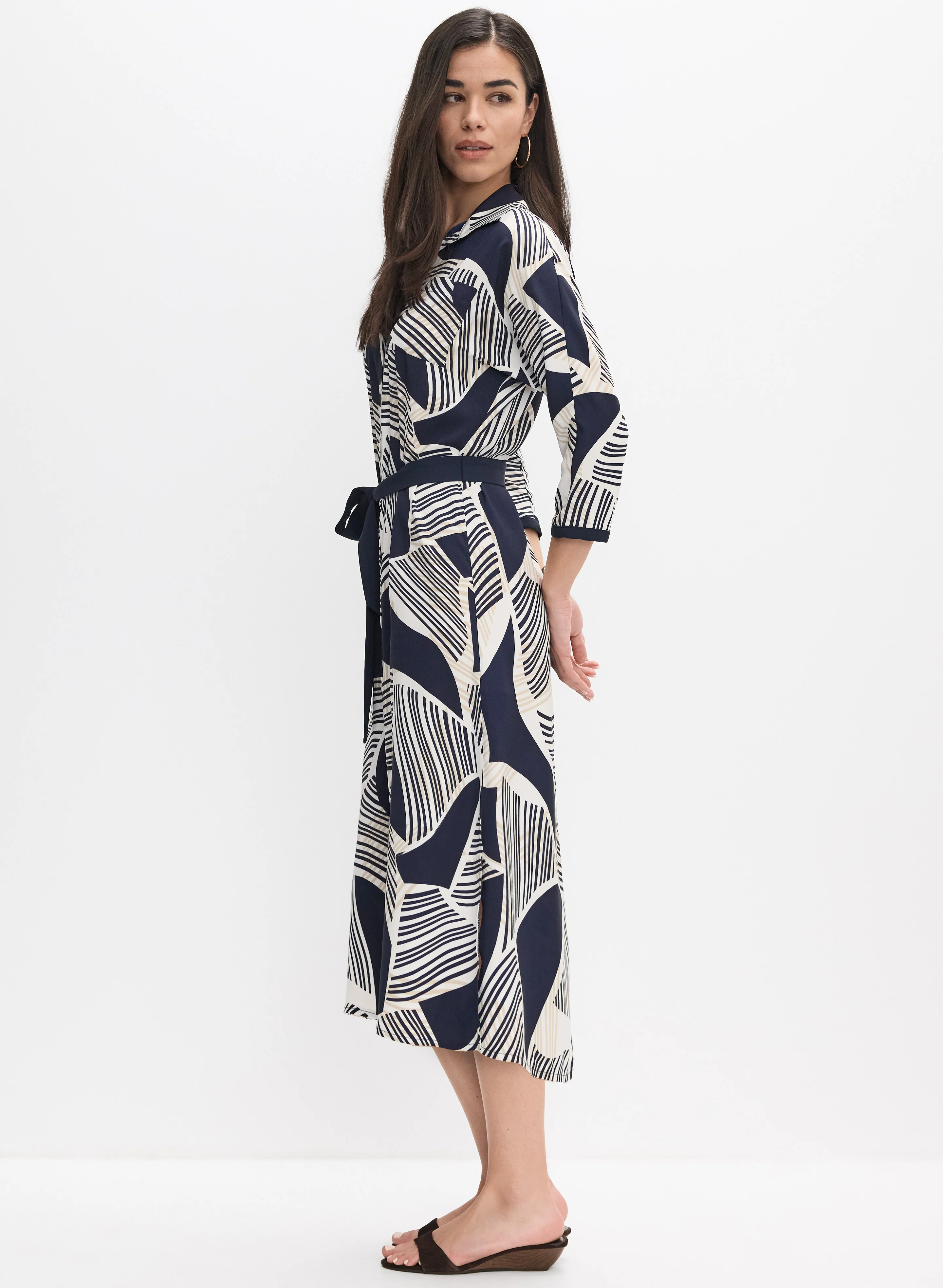 Joseph Ribkoff - Striped Geometric Shirt Dress - Image 3