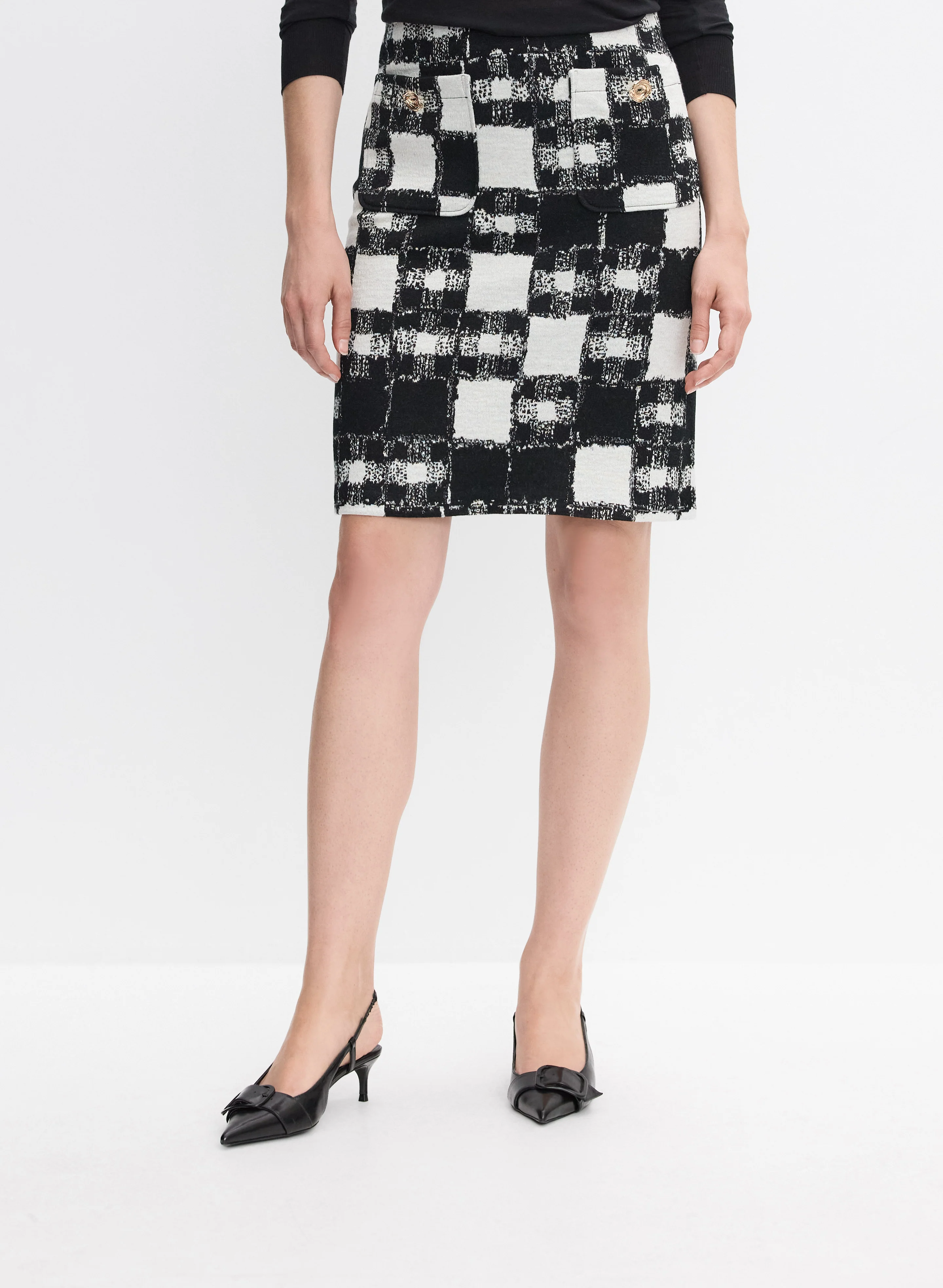 Joseph Ribkoff - Textured Check Print Skirt