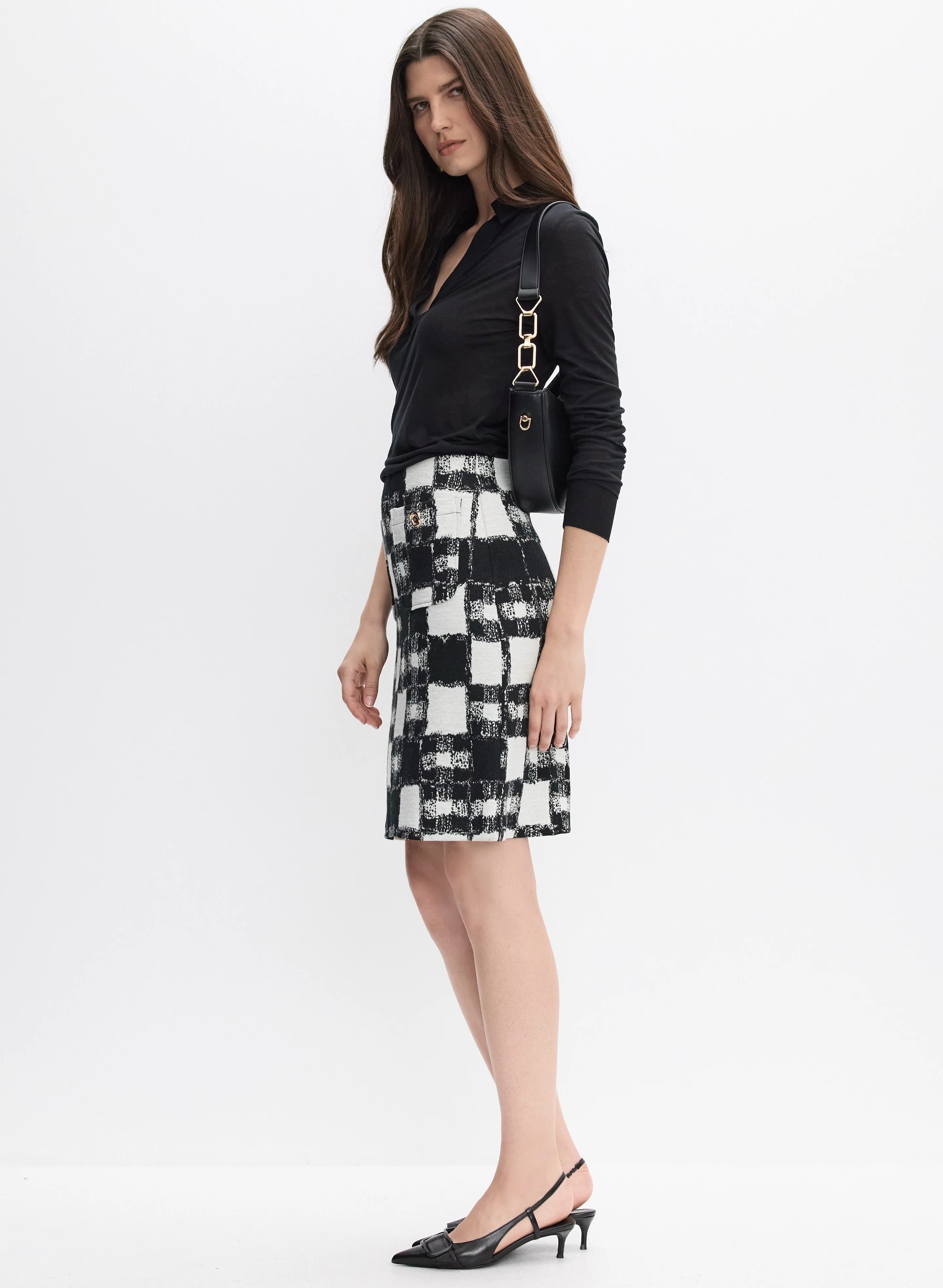 Joseph Ribkoff - Textured Check Print Skirt - Image 2