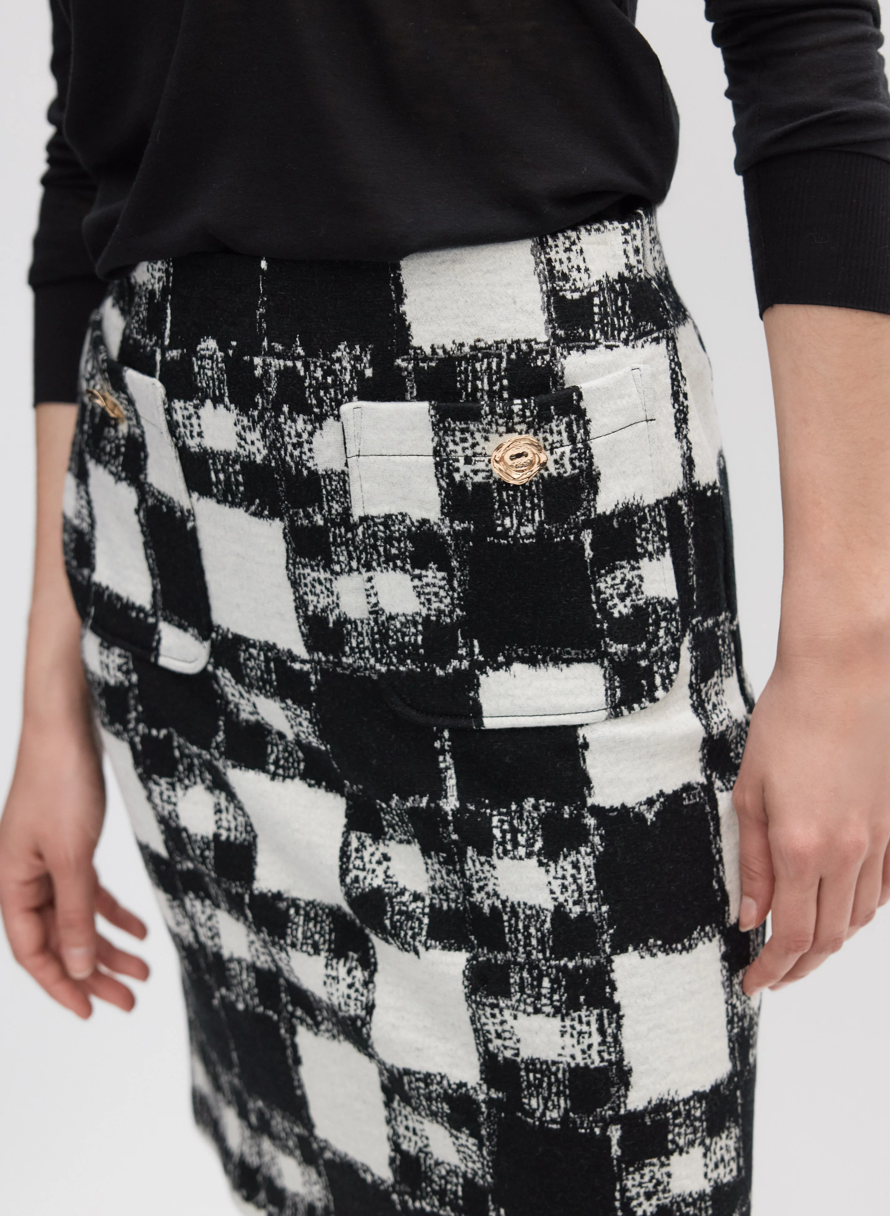 Joseph Ribkoff - Textured Check Print Skirt - Image 5