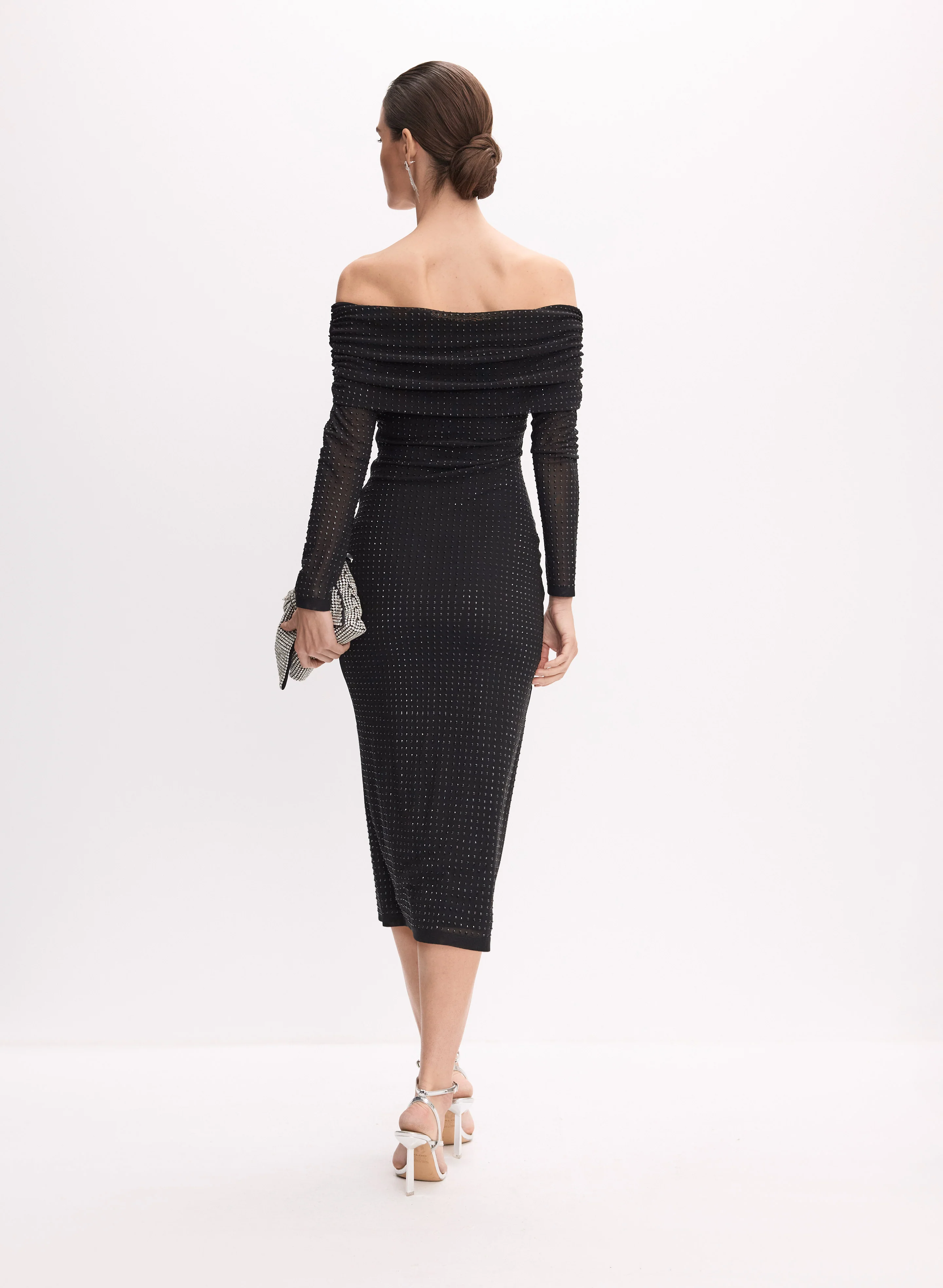 Joseph Ribkoff - Tonal Studded Off-Shoulder Dress - Image 4
