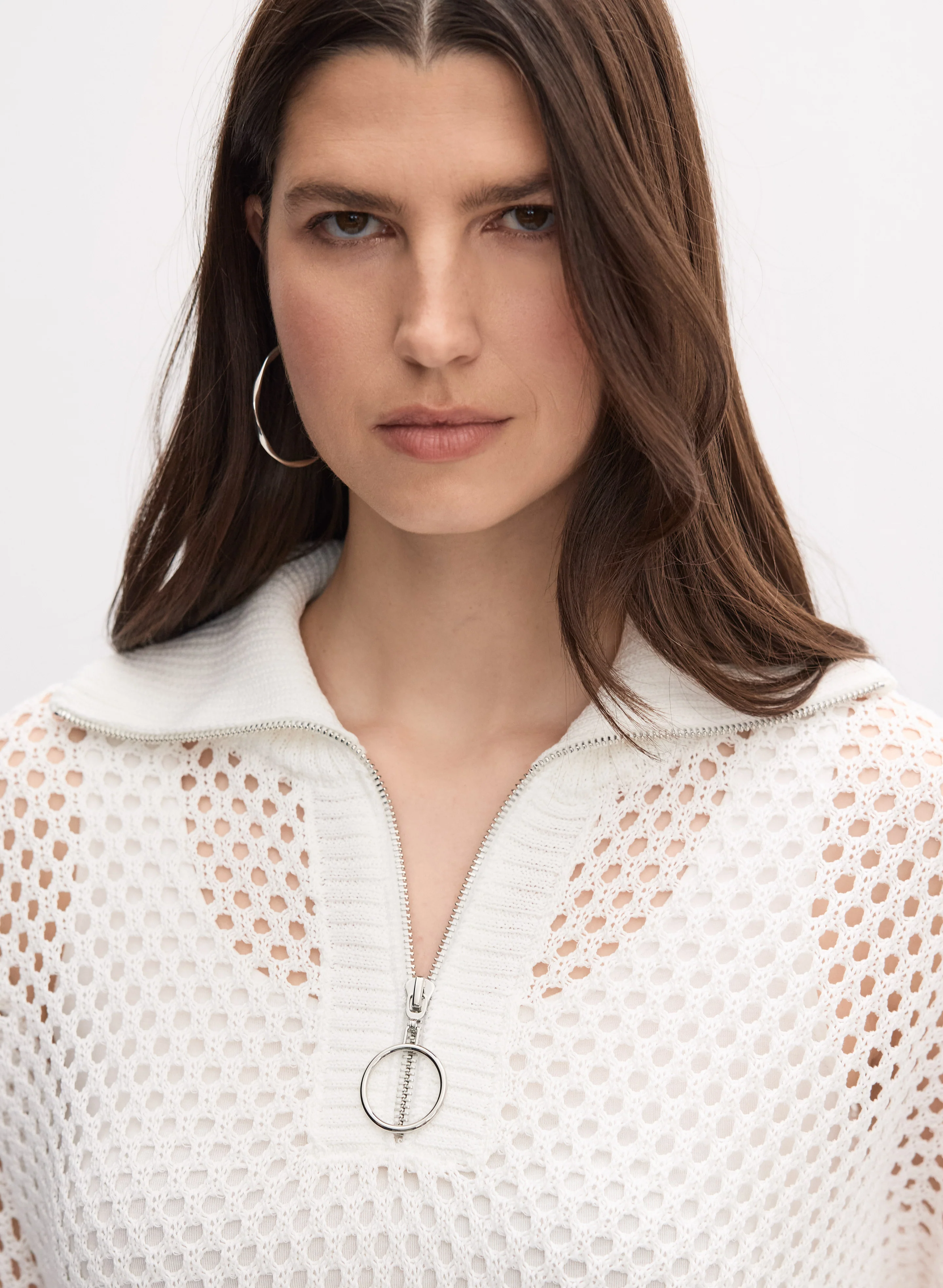 Joseph Ribkoff - Zip Open Knit Pullover - Image 2