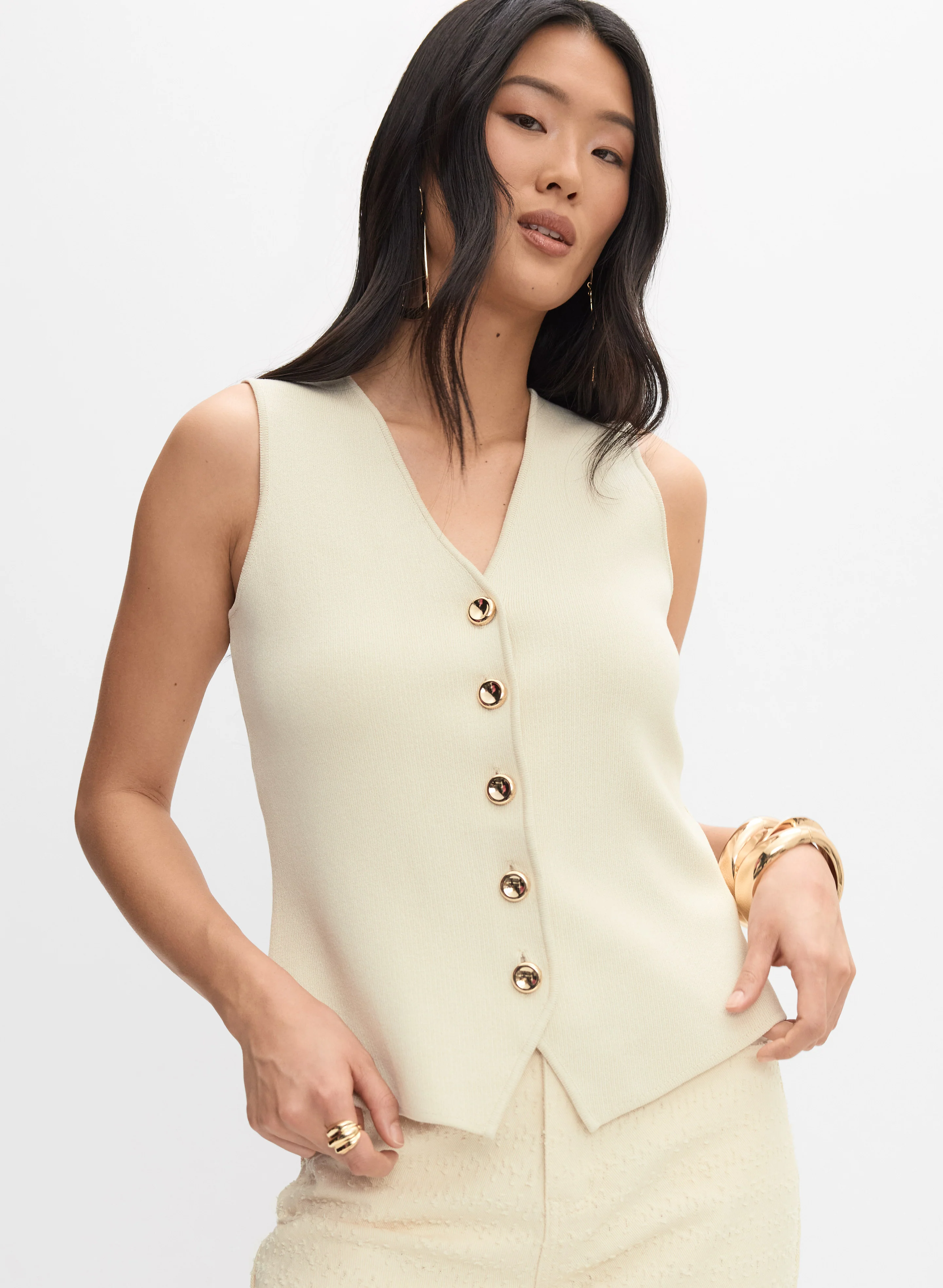 Knit Button-Down Vest