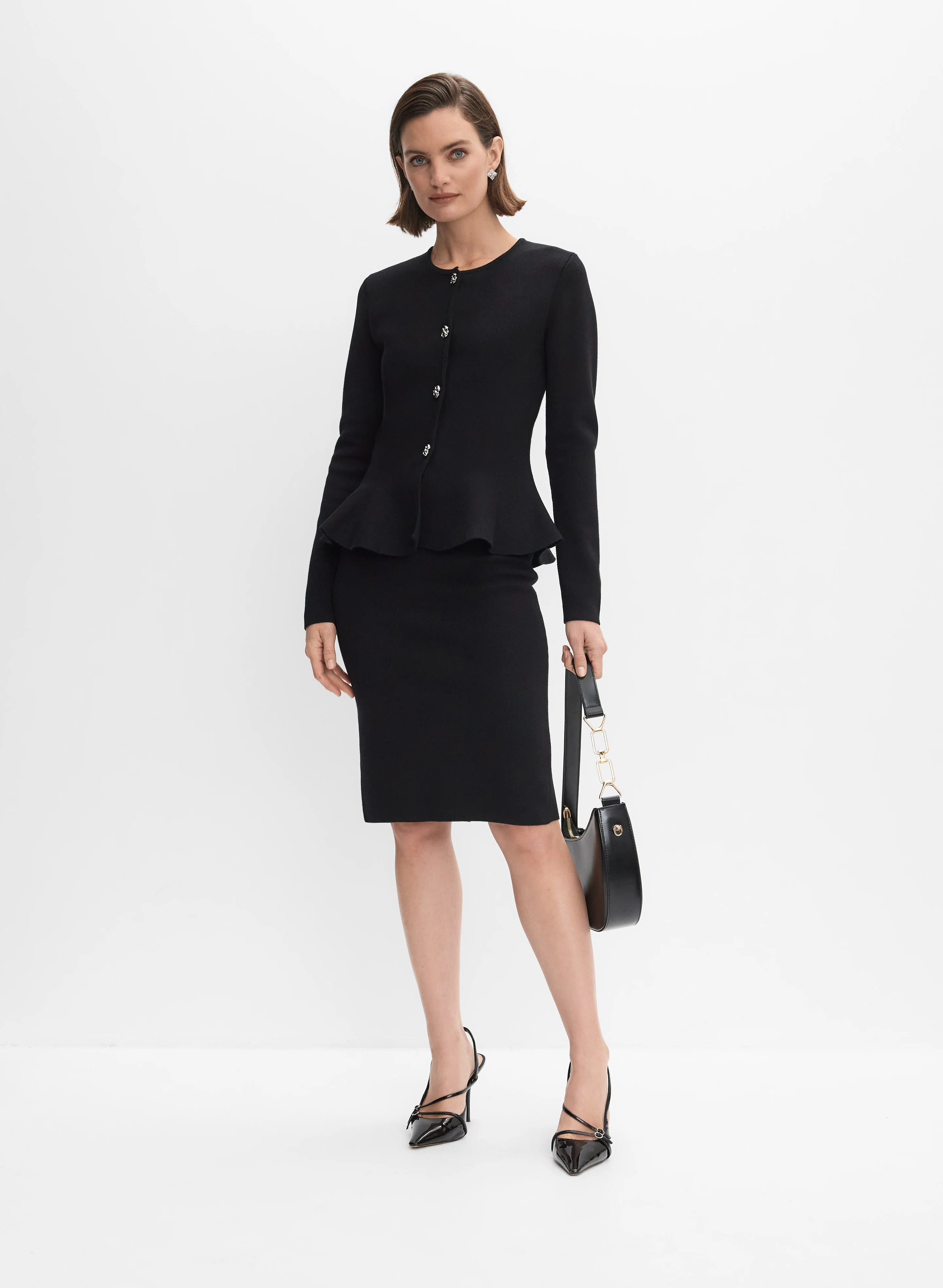 Knit Peplum Cardigan & Knit Pencil Skirt