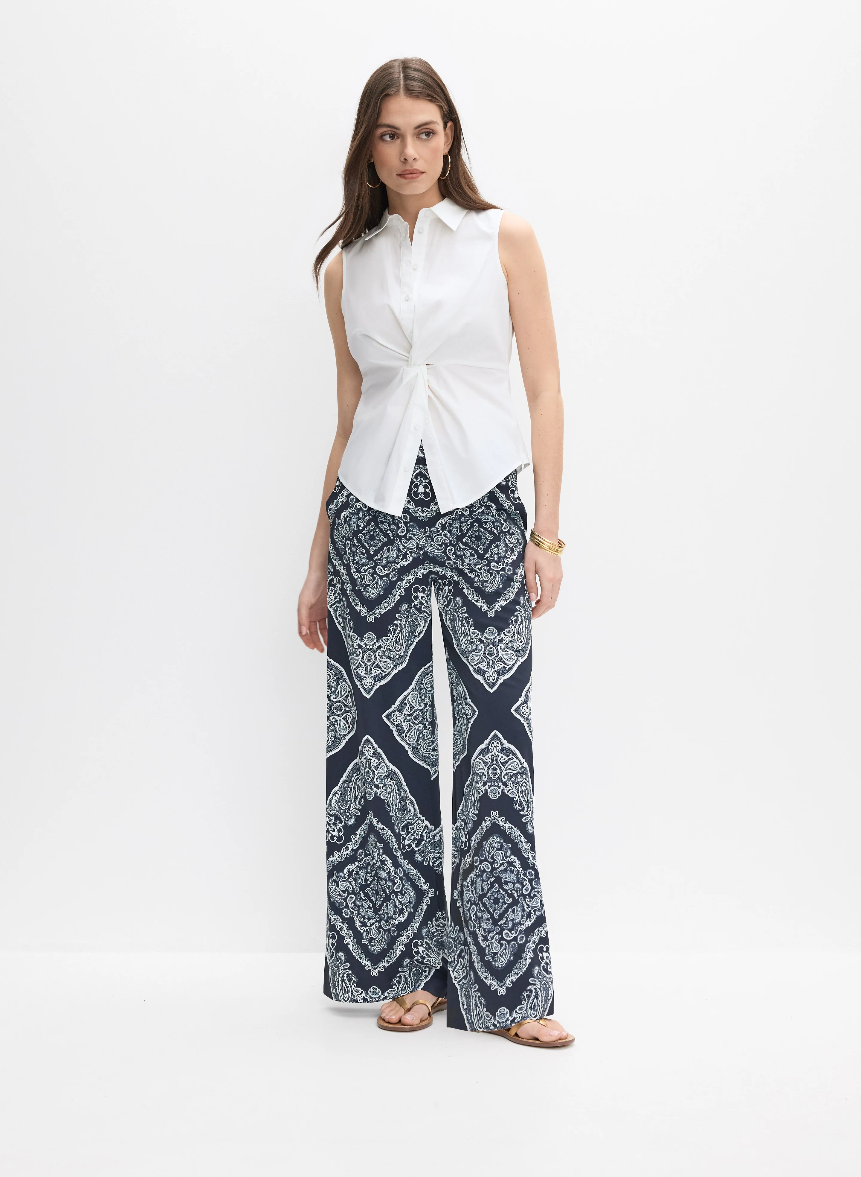 Knot Detail Sleeveless Blouse - Image 3