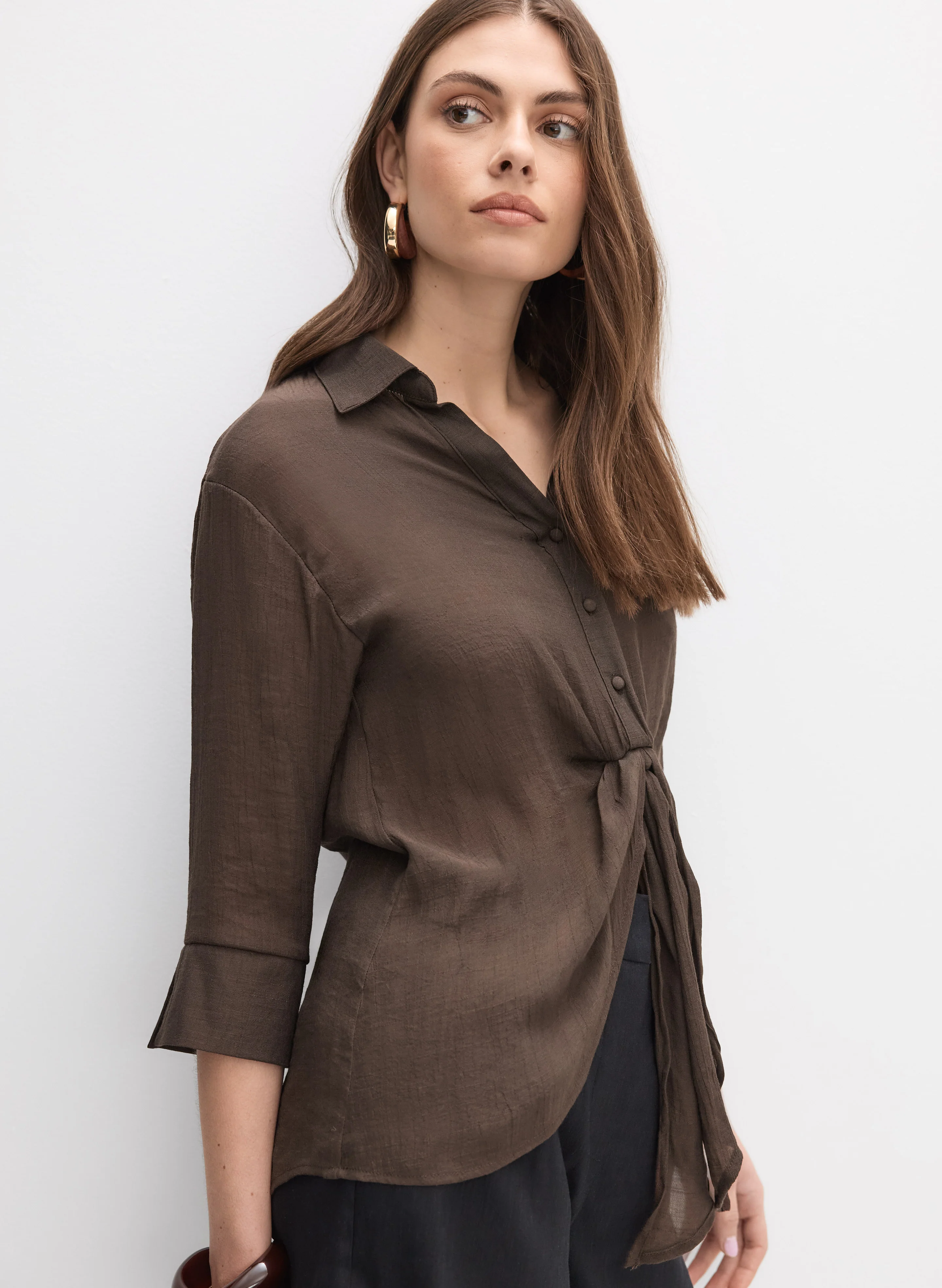 Knot-Front Button-Down Blouse - Image 5