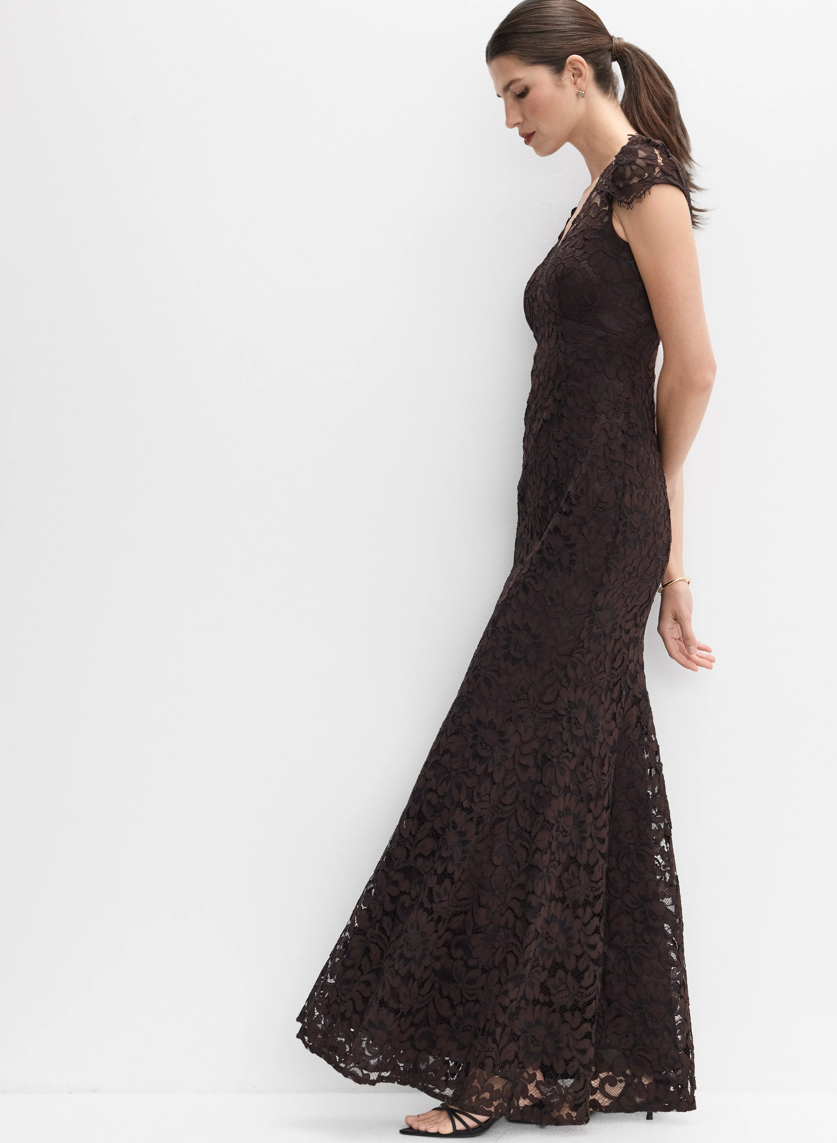 Lace Cap Sleeve Dress - Image 3