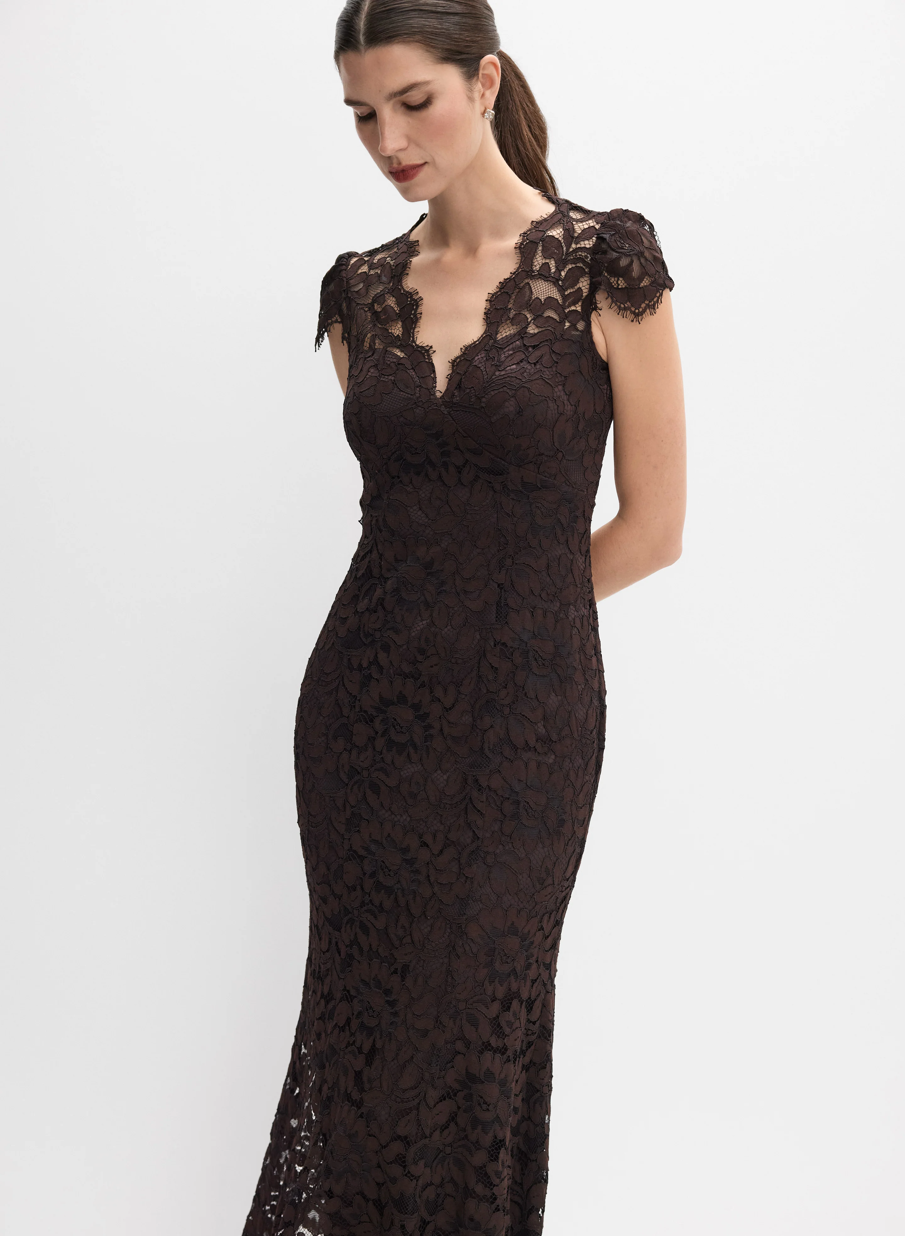Lace Cap Sleeve Dress - Image 5