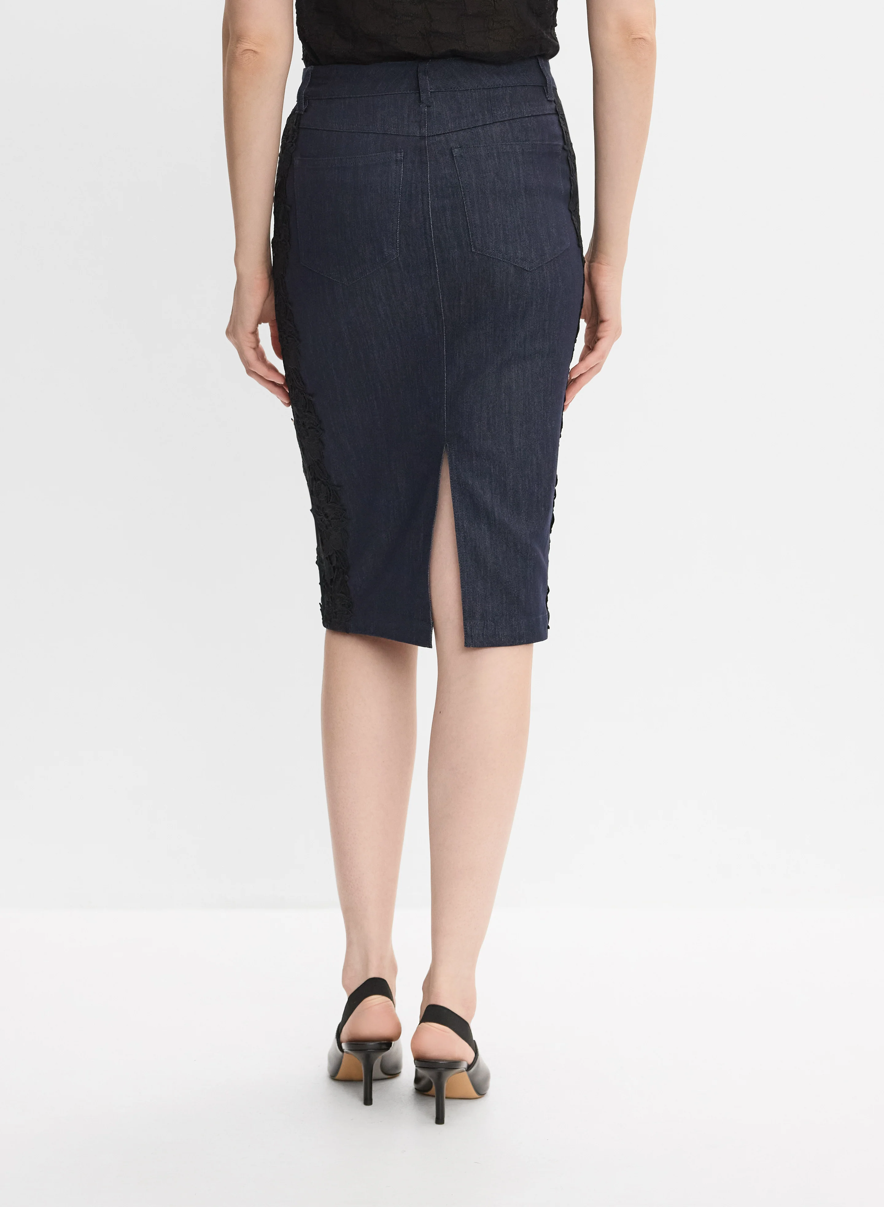 Lace Detail Denim Skirt - Image 2