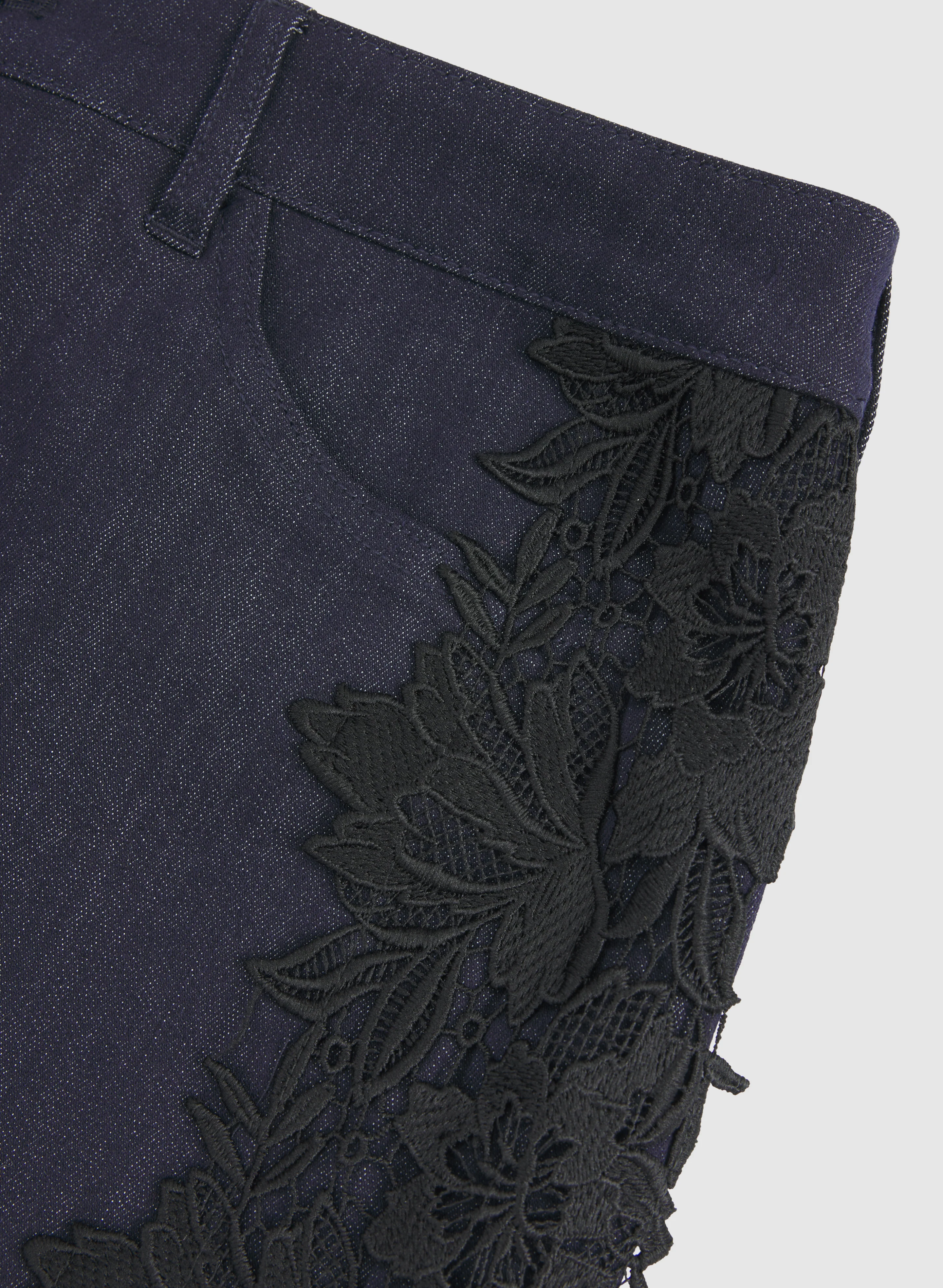 Lace Detail Denim Skirt - Image 7